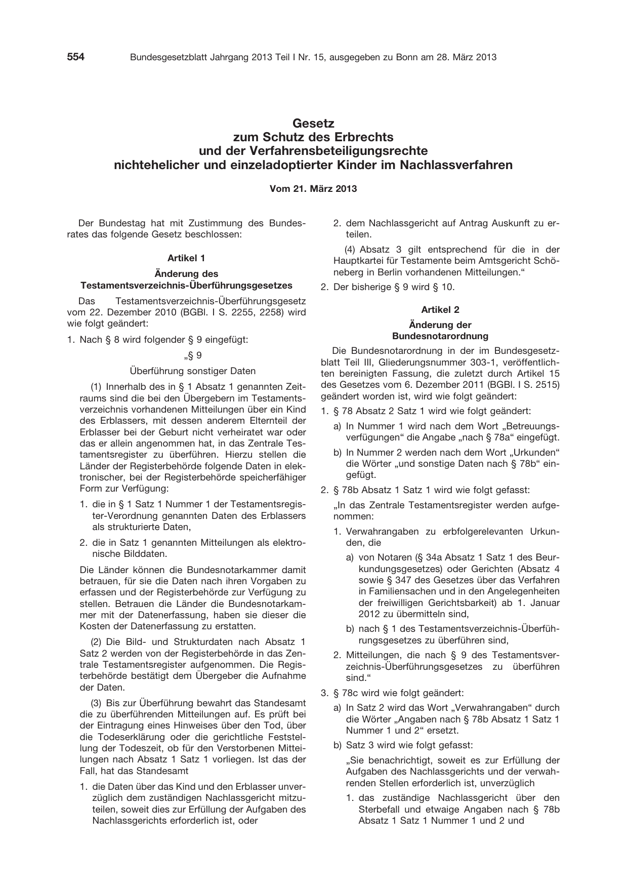 BGBl. 2013, Seite 554 — Originalseite als Abbildung
