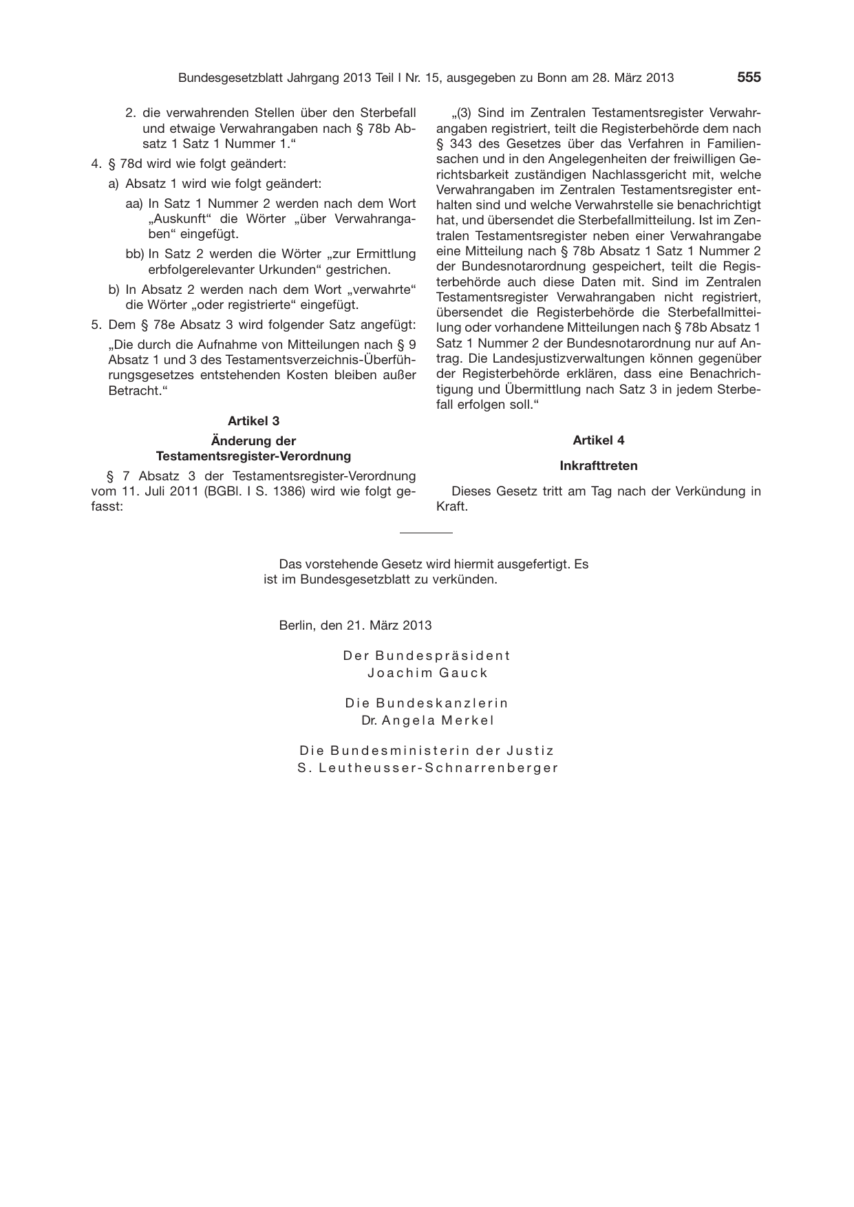 BGBl. 2013, Seite 555 — Originalseite als Abbildung
