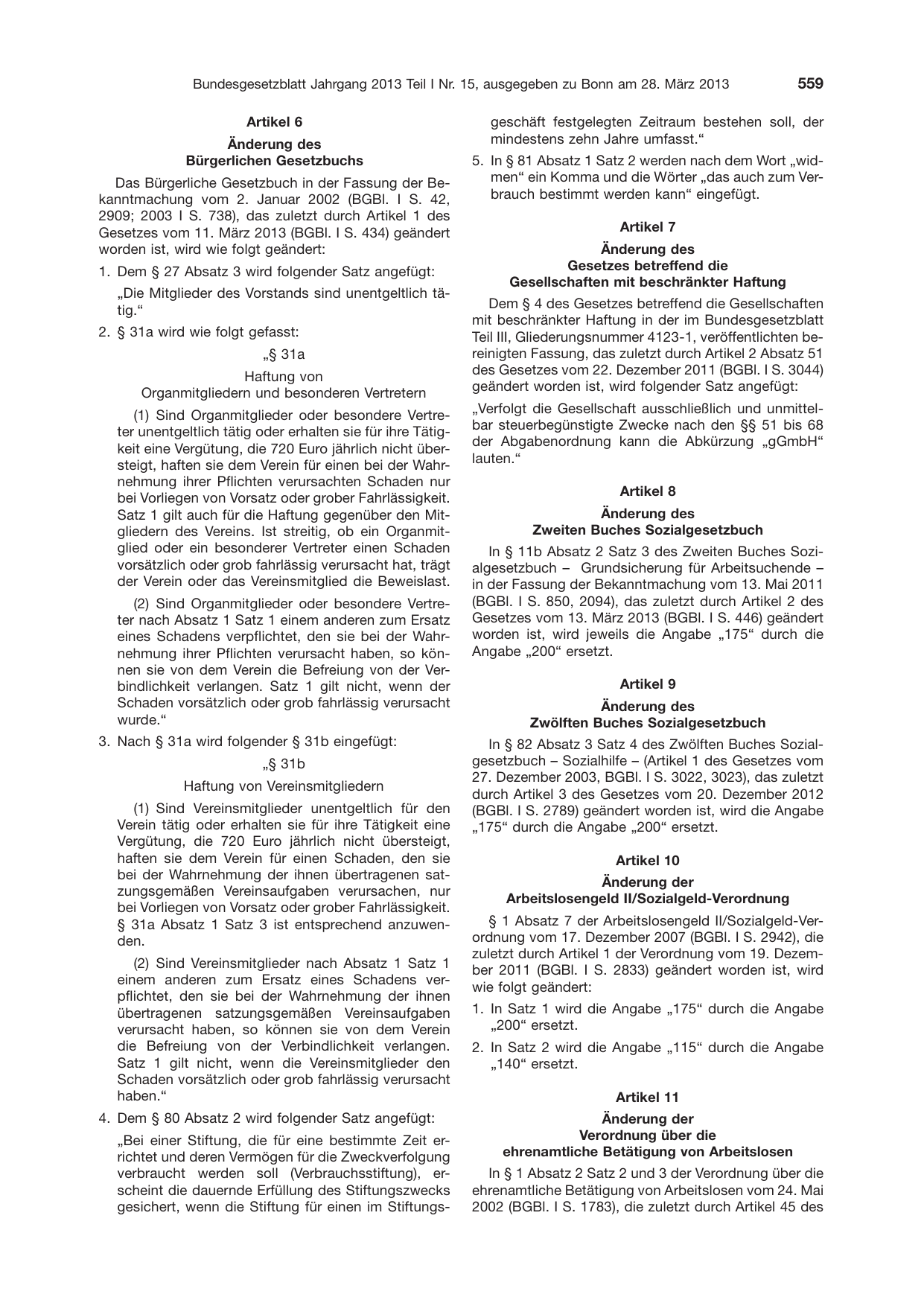 BGBl. 2013, Seite 559 — Originalseite als Abbildung