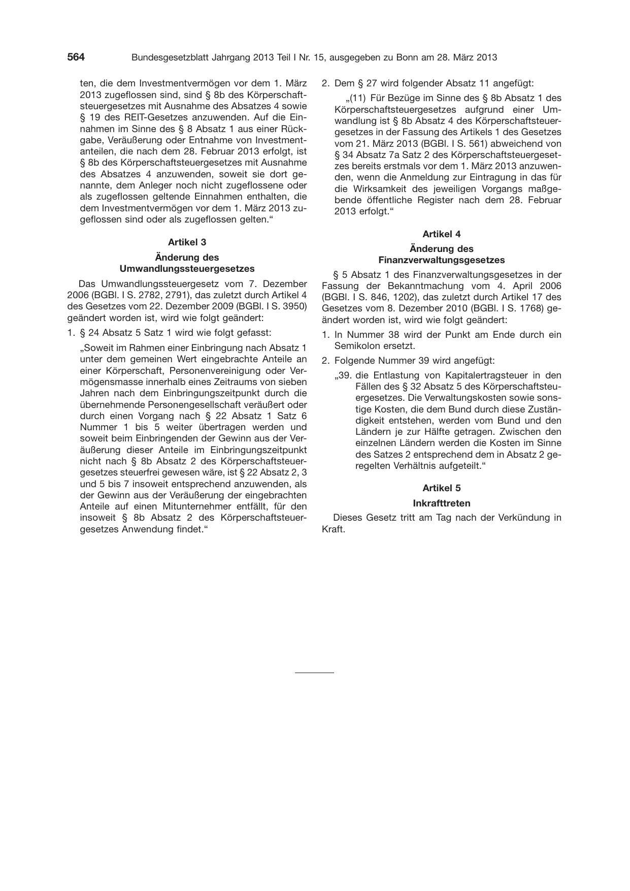 BGBl. 2013, Seite 564 — Originalseite als Abbildung