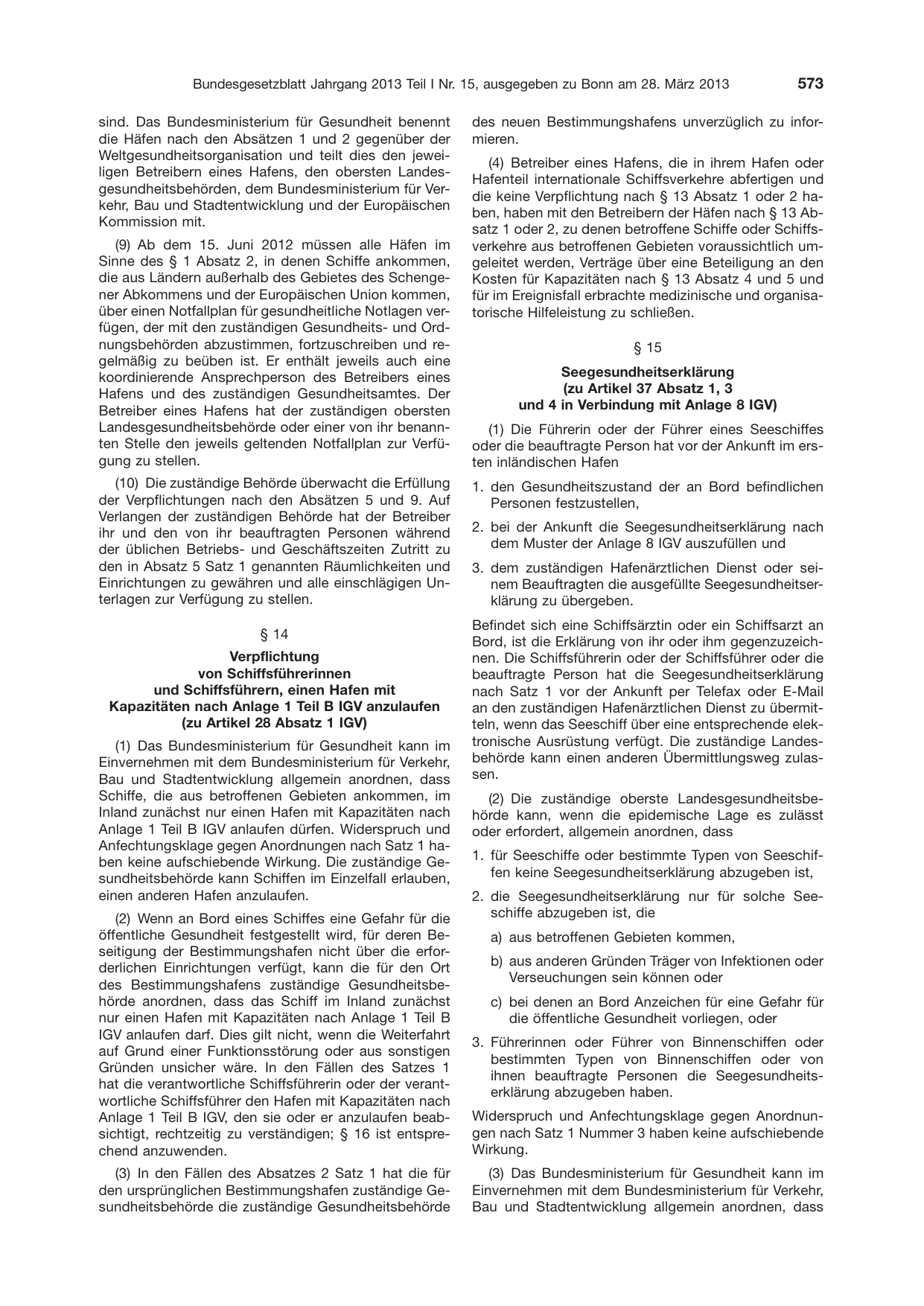 BGBl. 2013, Seite 573 — Originalseite als Abbildung