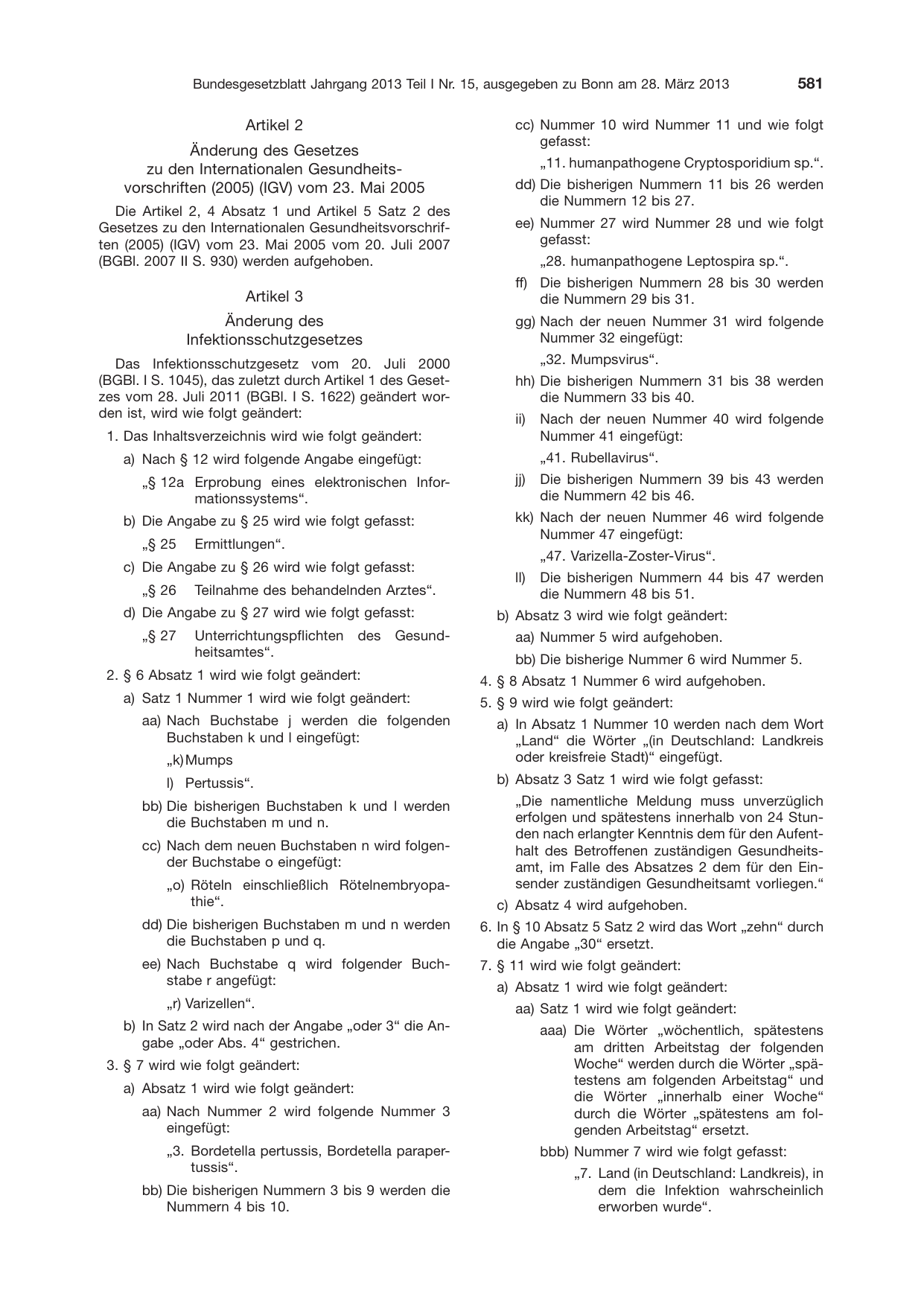 BGBl. 2013, Seite 581 — Originalseite als Abbildung