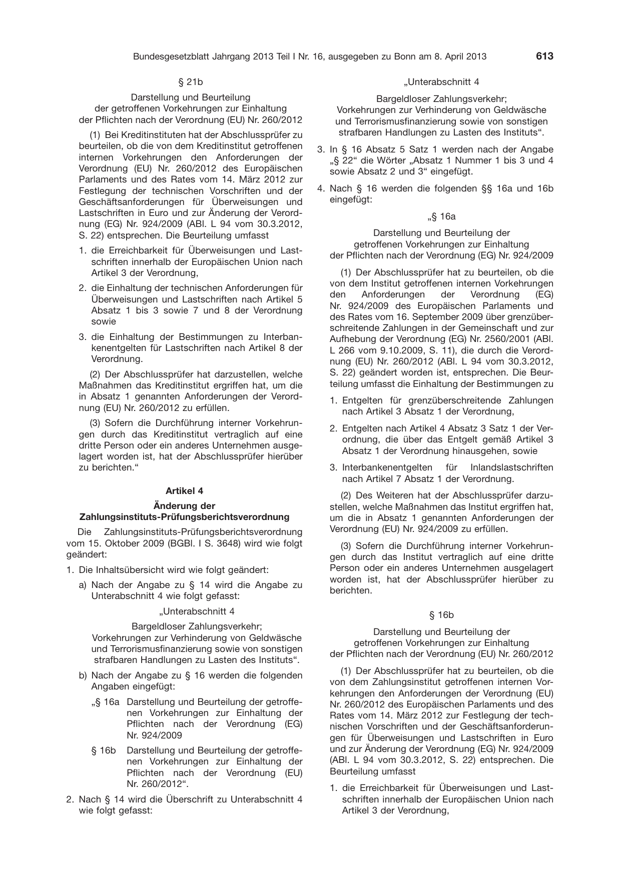 BGBl. 2013, Seite 613 — Originalseite als Abbildung