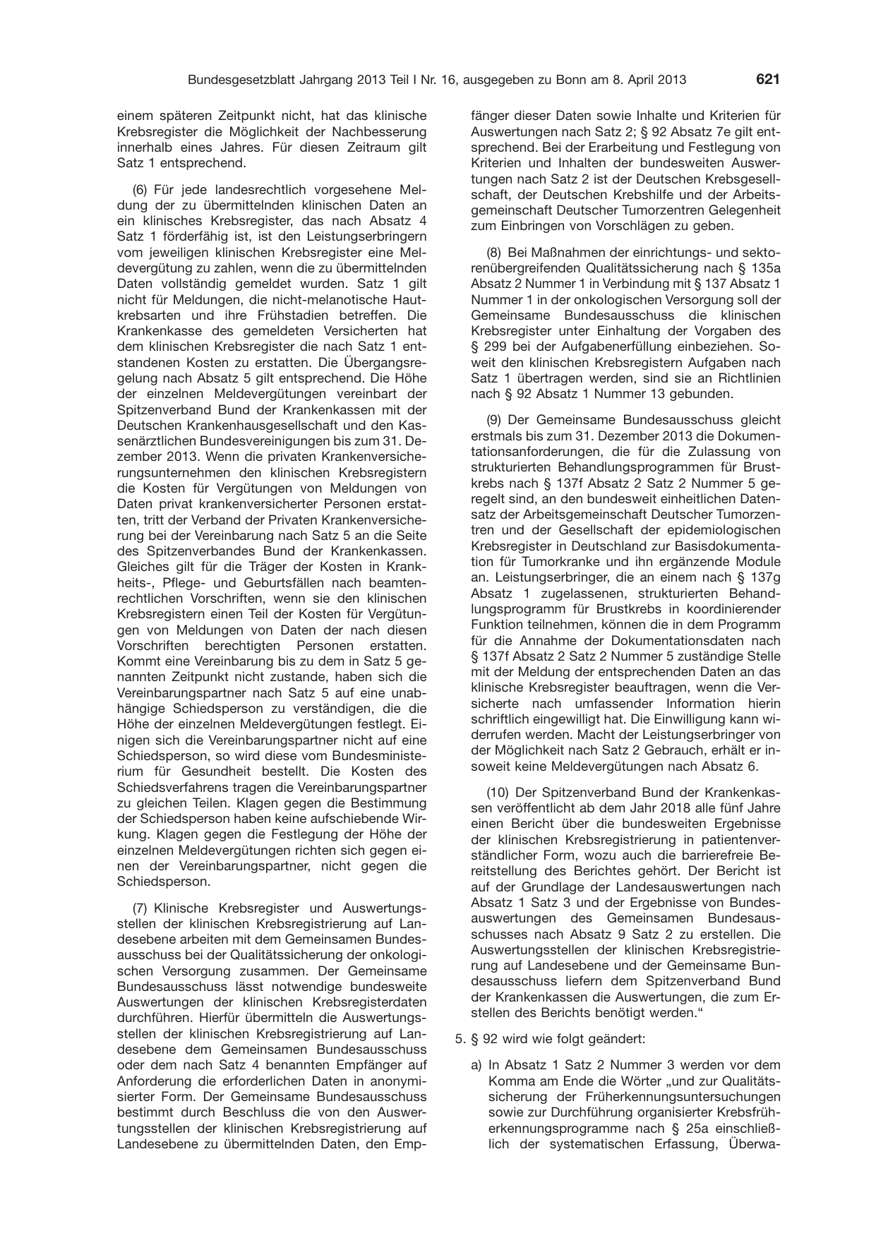 BGBl. 2013, Seite 621 — Originalseite als Abbildung