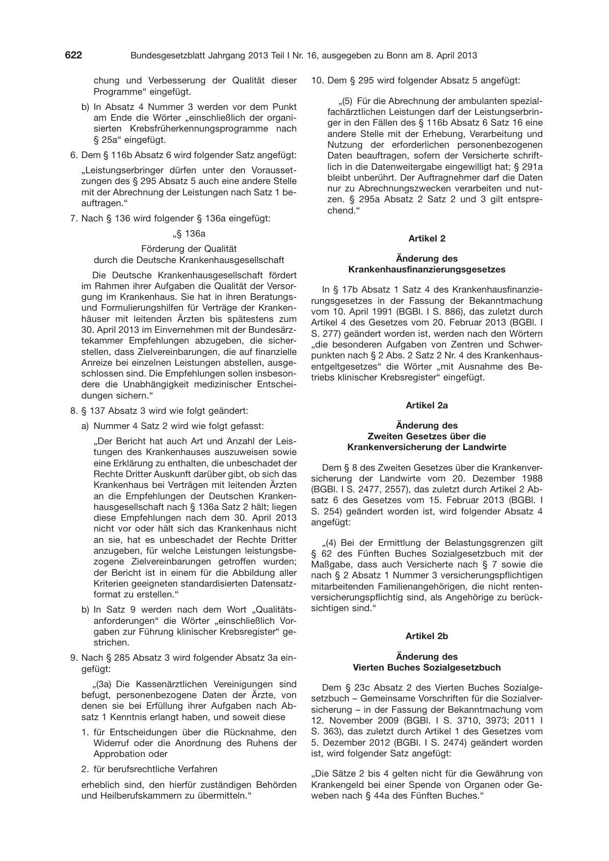 BGBl. 2013, Seite 622 — Originalseite als Abbildung