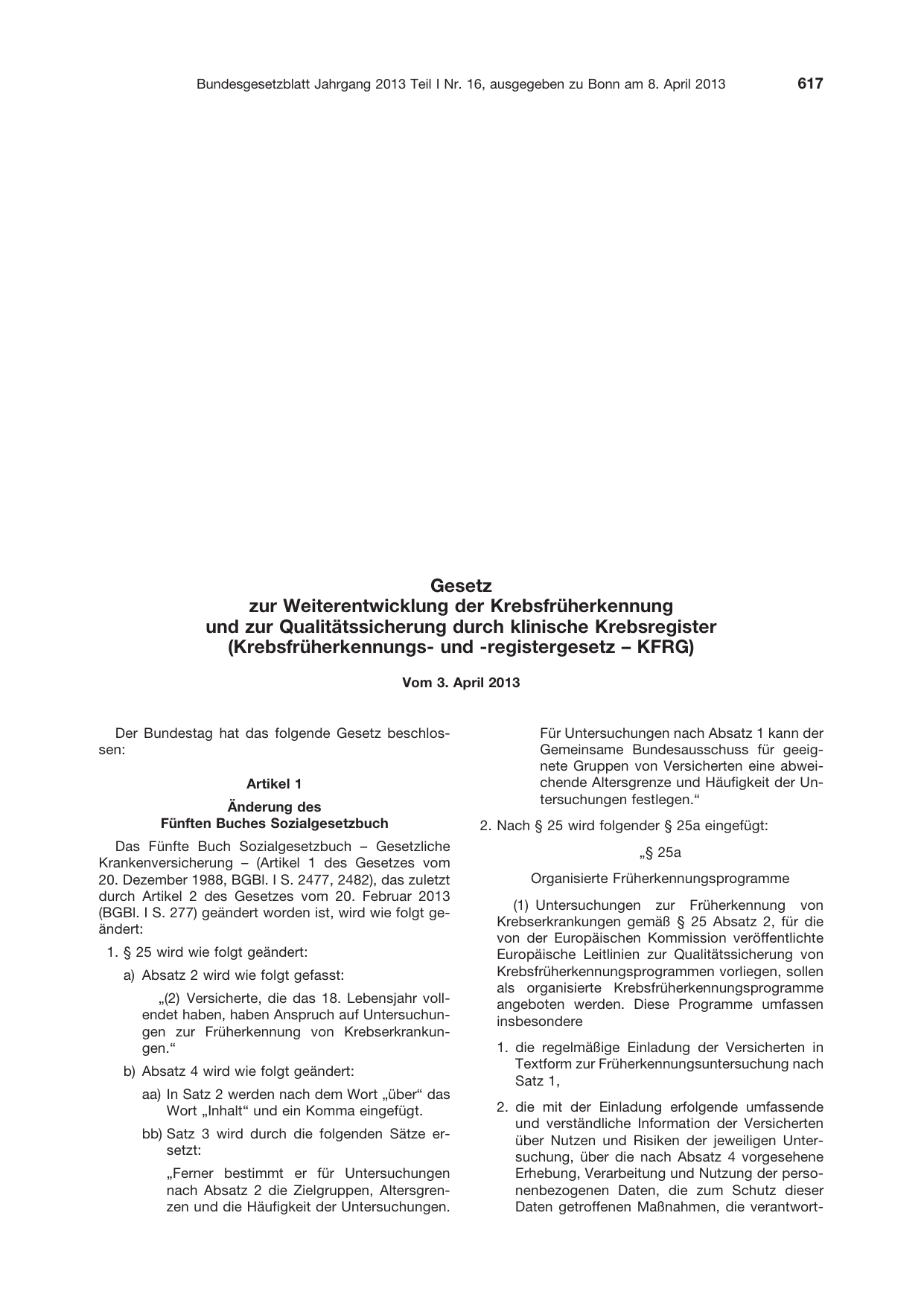 BGBl. 2013, Seite 617 — Originalseite als Abbildung