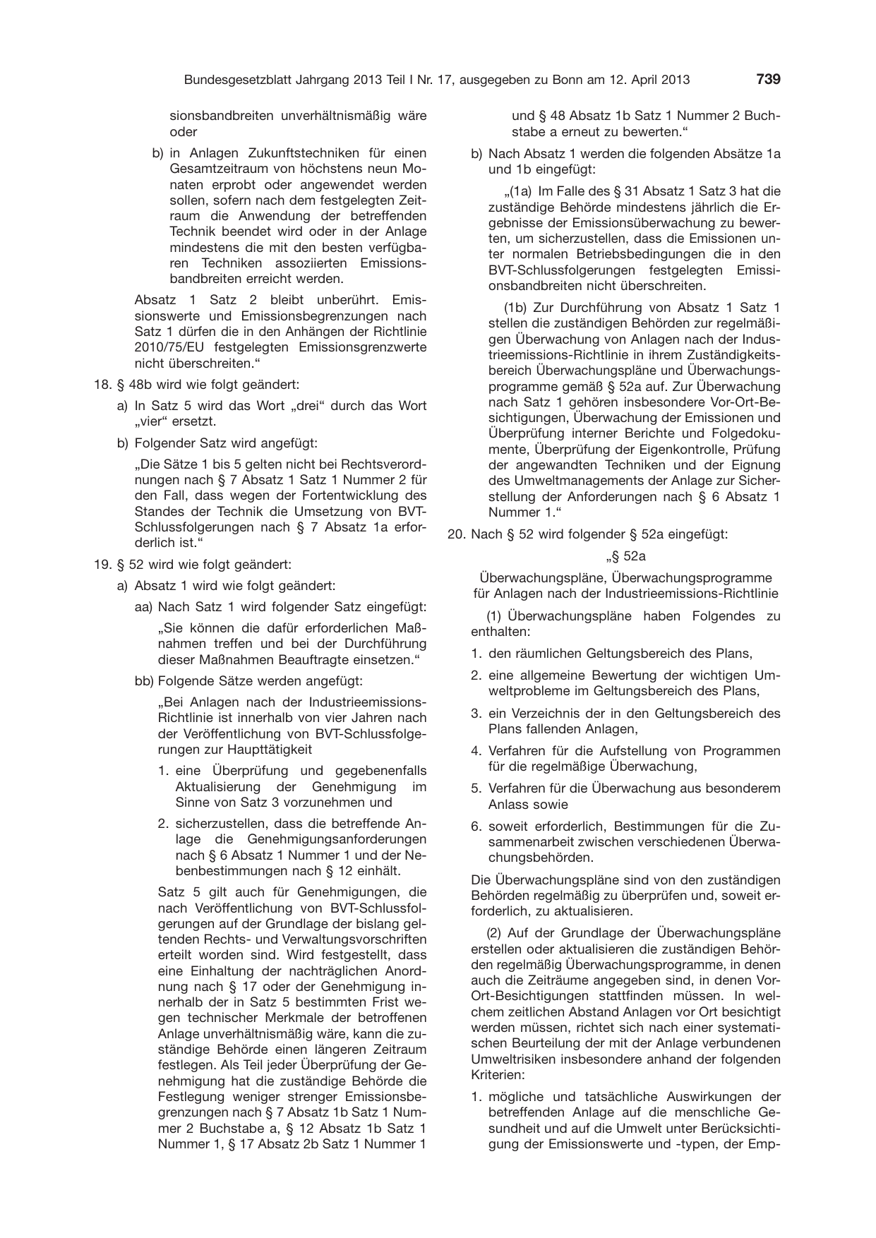 BGBl. 2013, Seite 739 — Originalseite als Abbildung