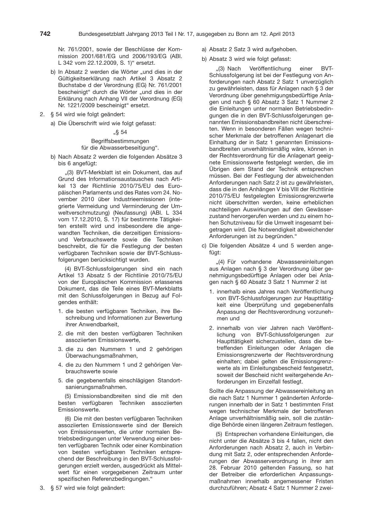 BGBl. 2013, Seite 742 — Originalseite als Abbildung