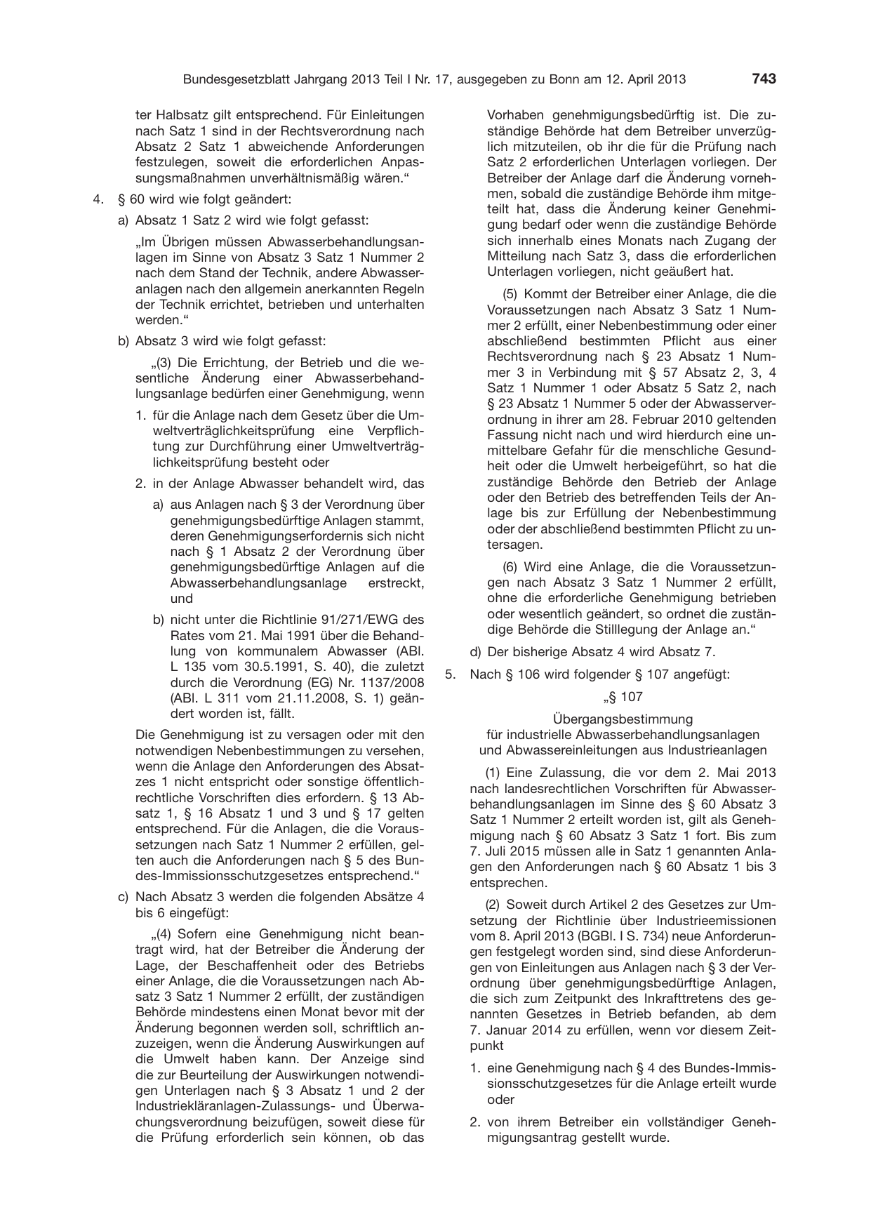 BGBl. 2013, Seite 743 — Originalseite als Abbildung