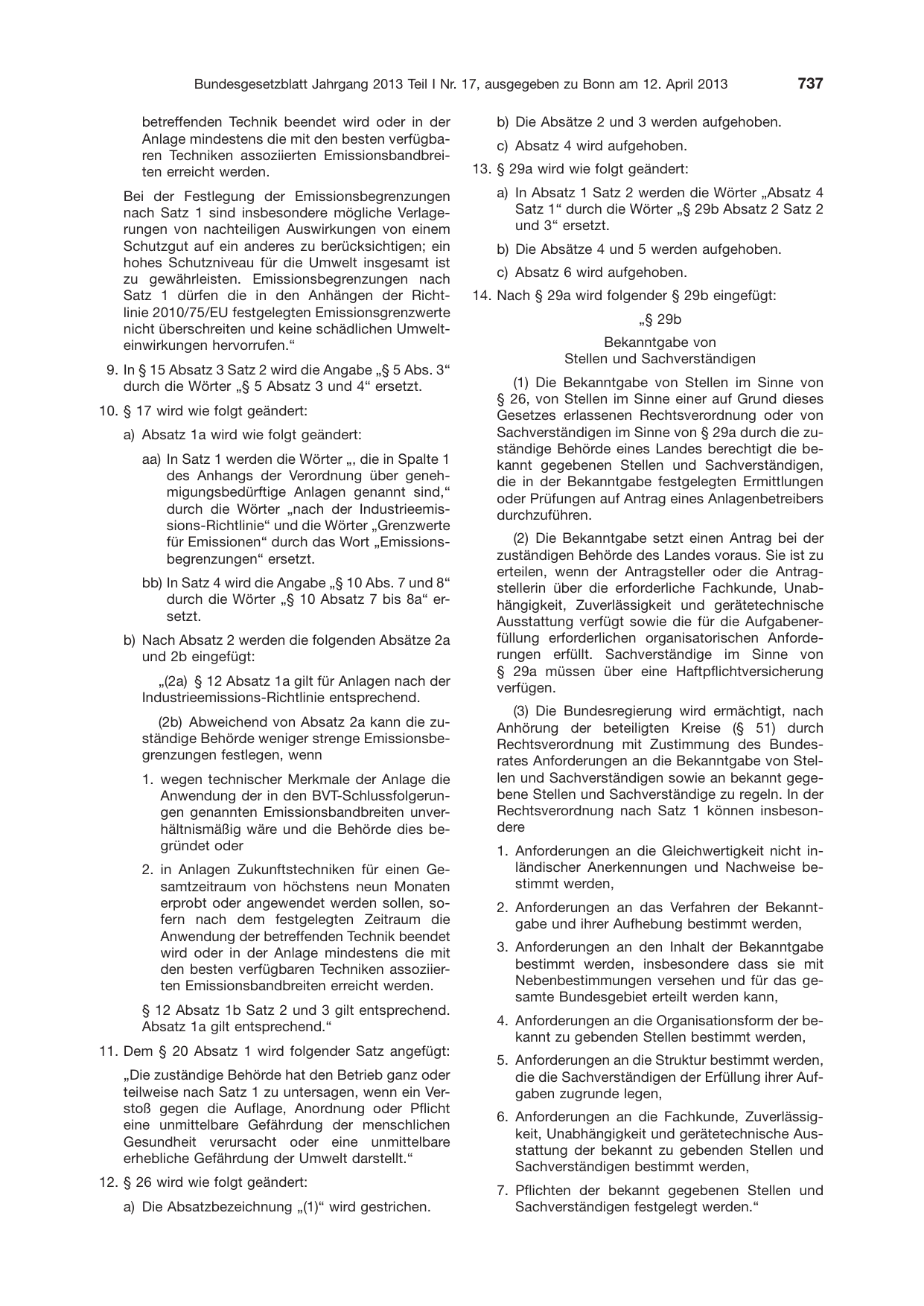 BGBl. 2013, Seite 737 — Originalseite als Abbildung
