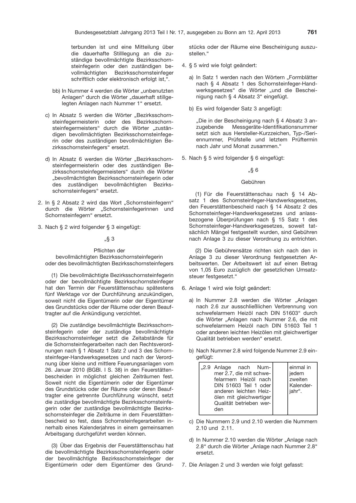 BGBl. 2013, Seite 761 — Originalseite als Abbildung
