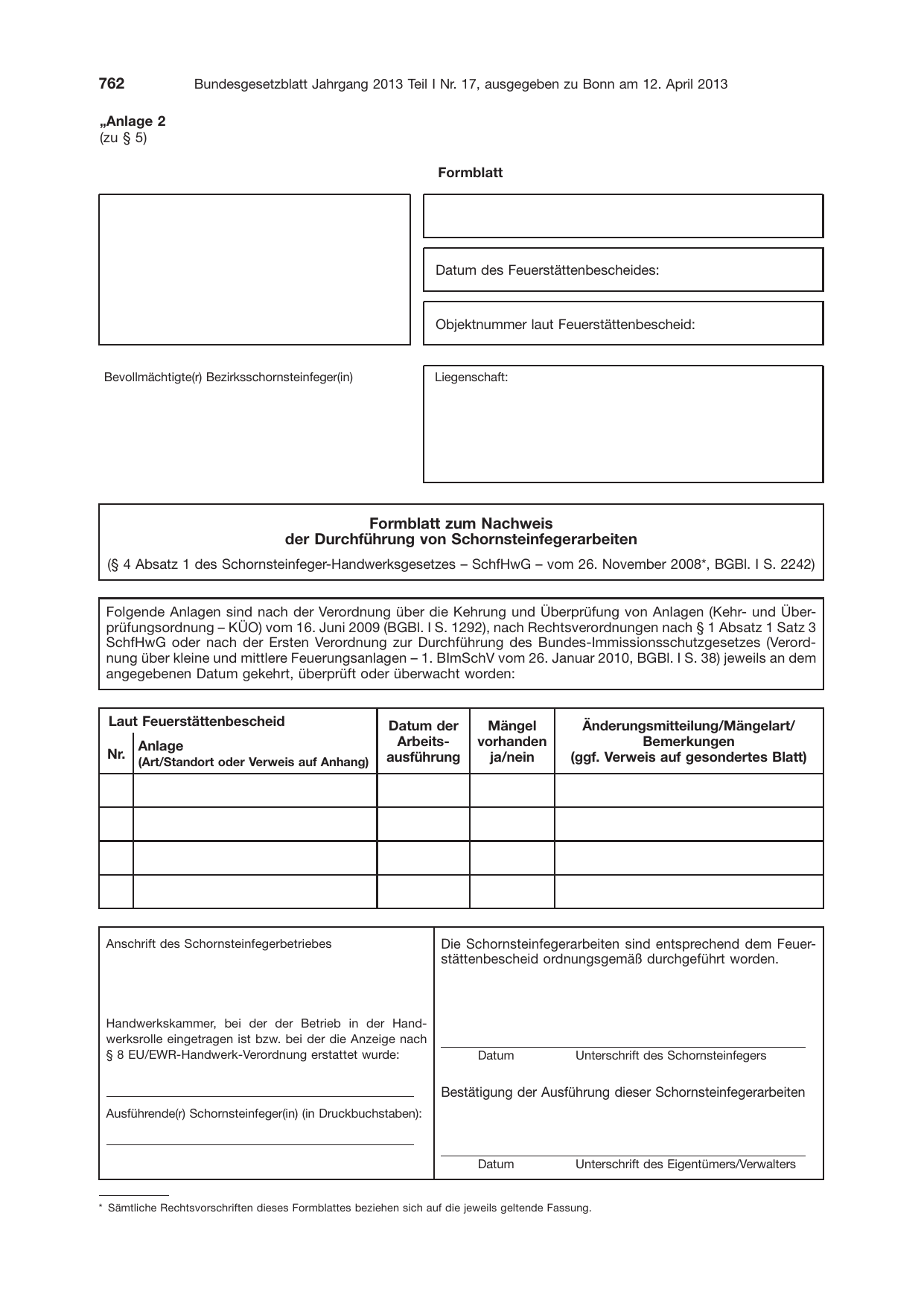 BGBl. 2013, Seite 762 — Originalseite als Abbildung