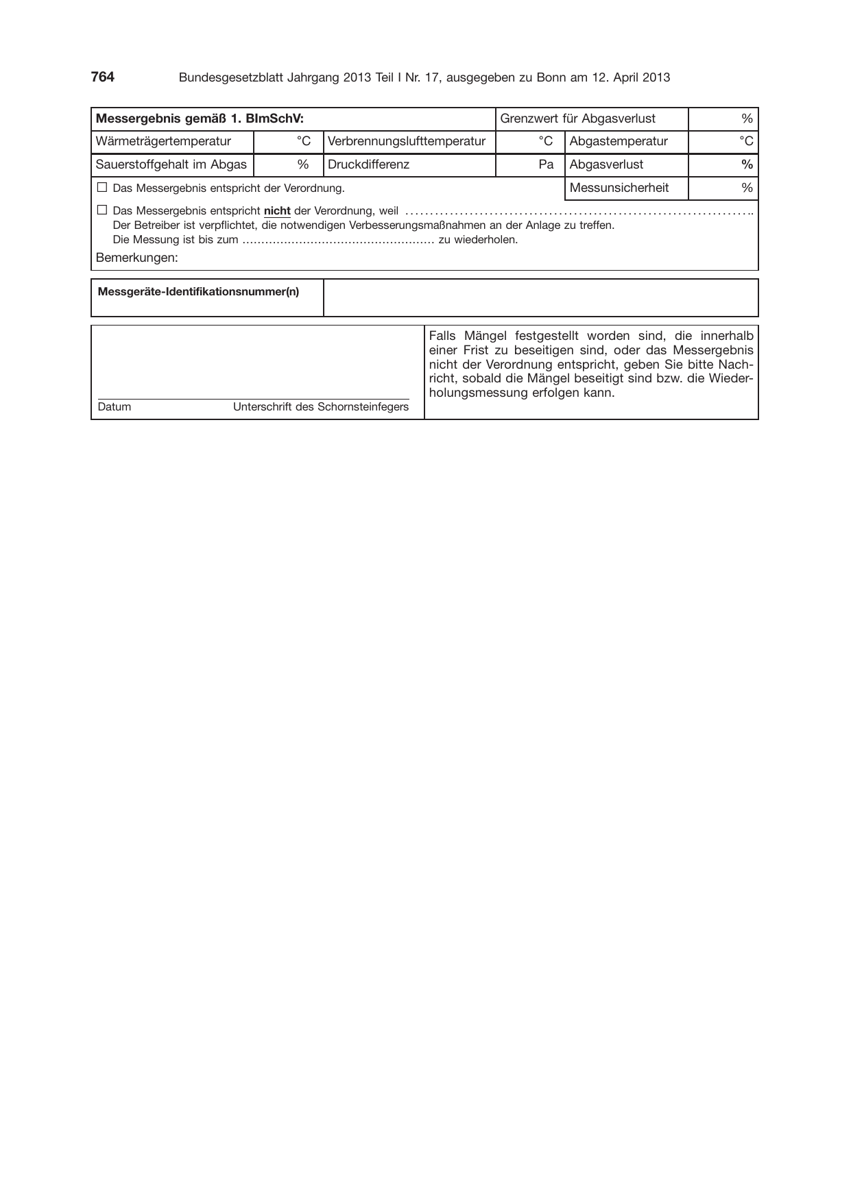BGBl. 2013, Seite 764 — Originalseite als Abbildung