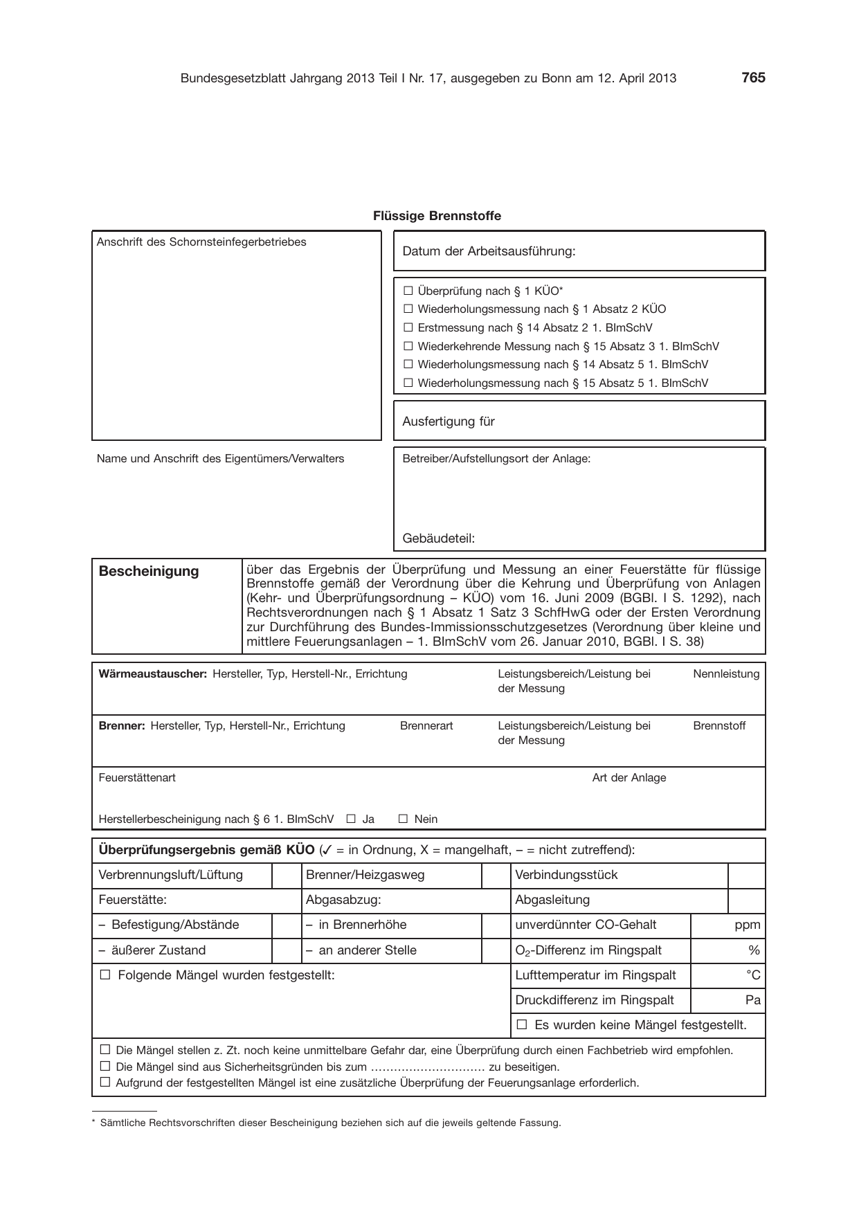 BGBl. 2013, Seite 765 — Originalseite als Abbildung
