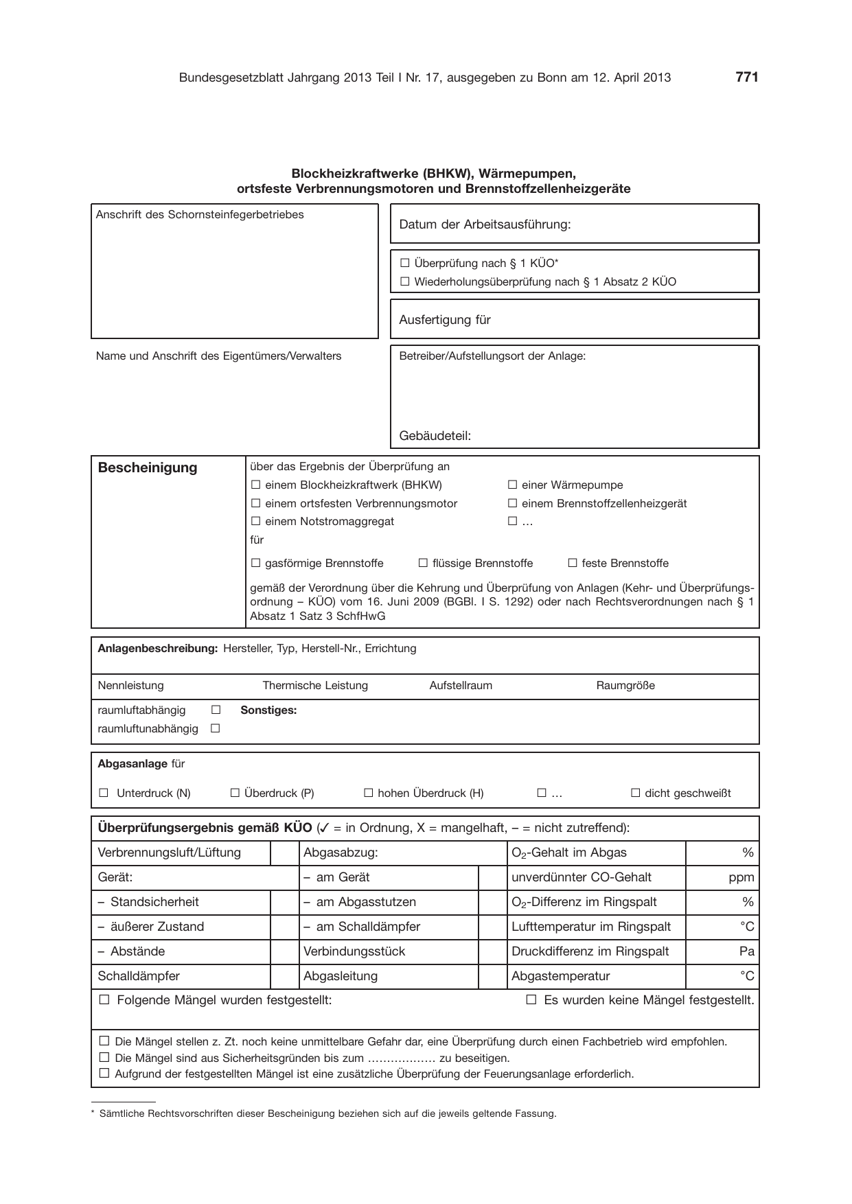 BGBl. 2013, Seite 771 — Originalseite als Abbildung