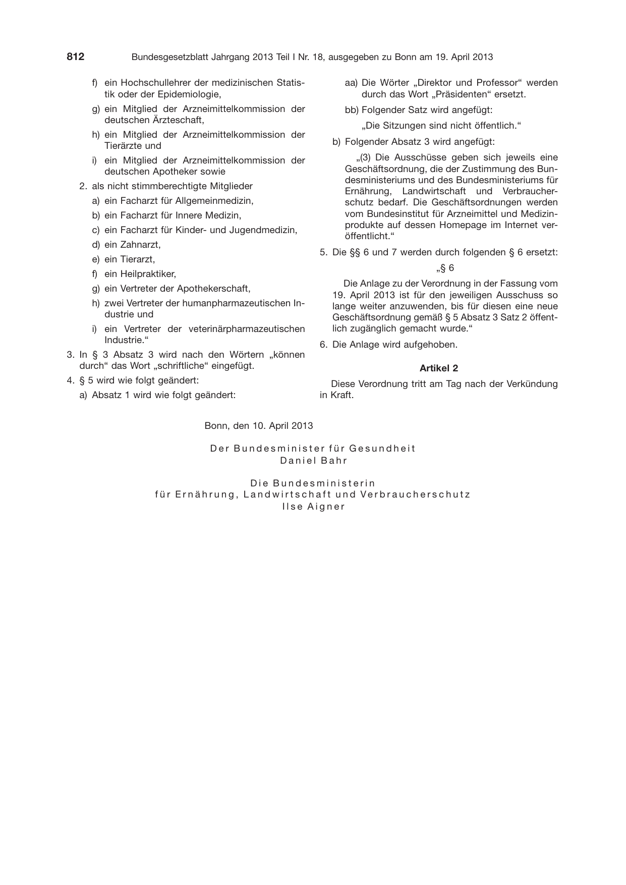 BGBl. 2013, Seite 812 — Originalseite als Abbildung