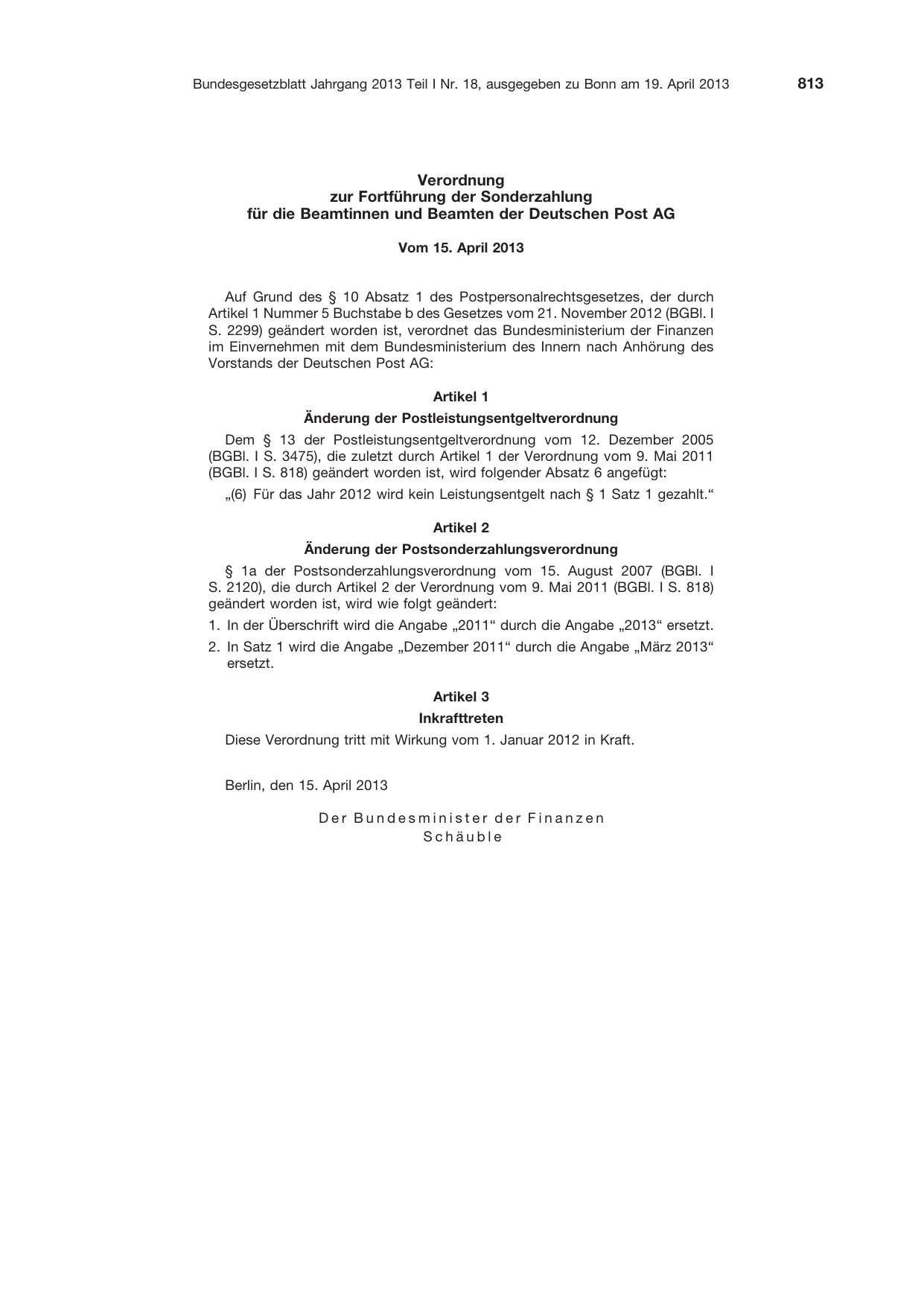 BGBl. 2013, Seite 813 — Originalseite als Abbildung