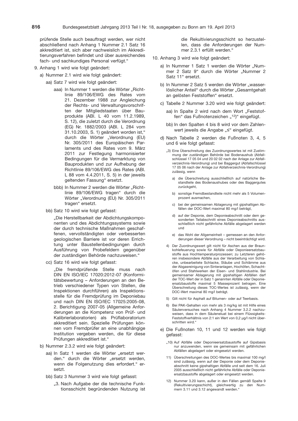 BGBl. 2013, Seite 816 — Originalseite als Abbildung