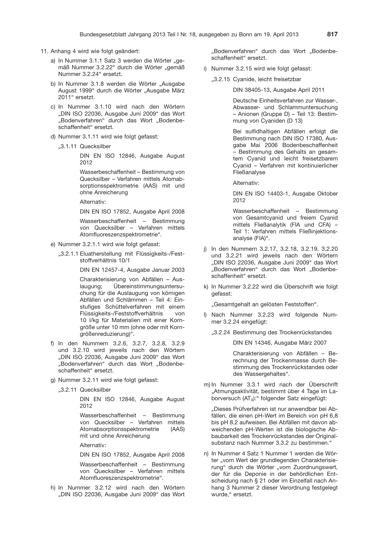 BGBl. 2013, Seite 817 — Originalseite als Abbildung