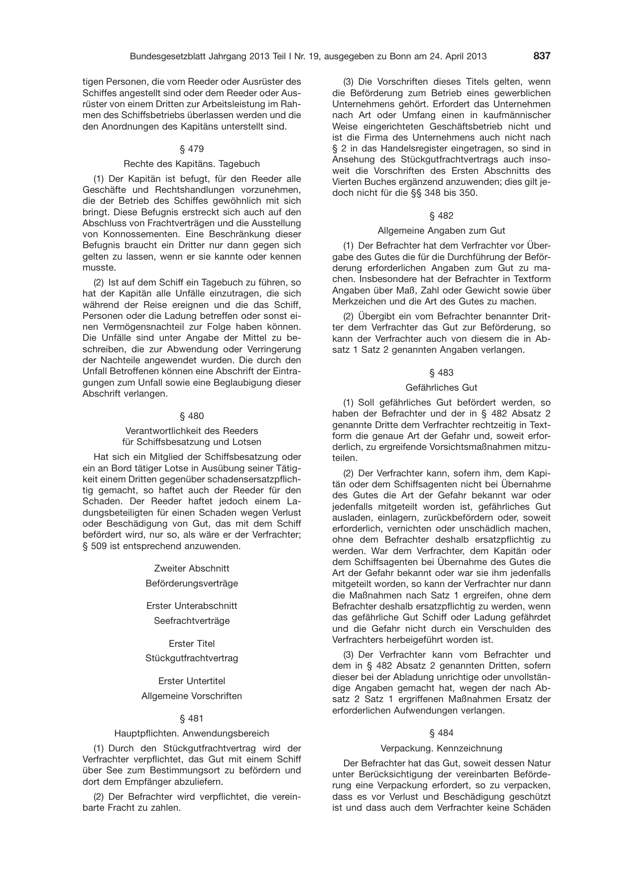BGBl. 2013, Seite 837 — Originalseite als Abbildung