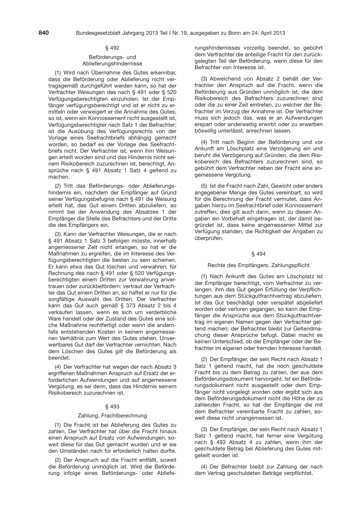 BGBl. 2013, Seite 840 — Originalseite als Abbildung
