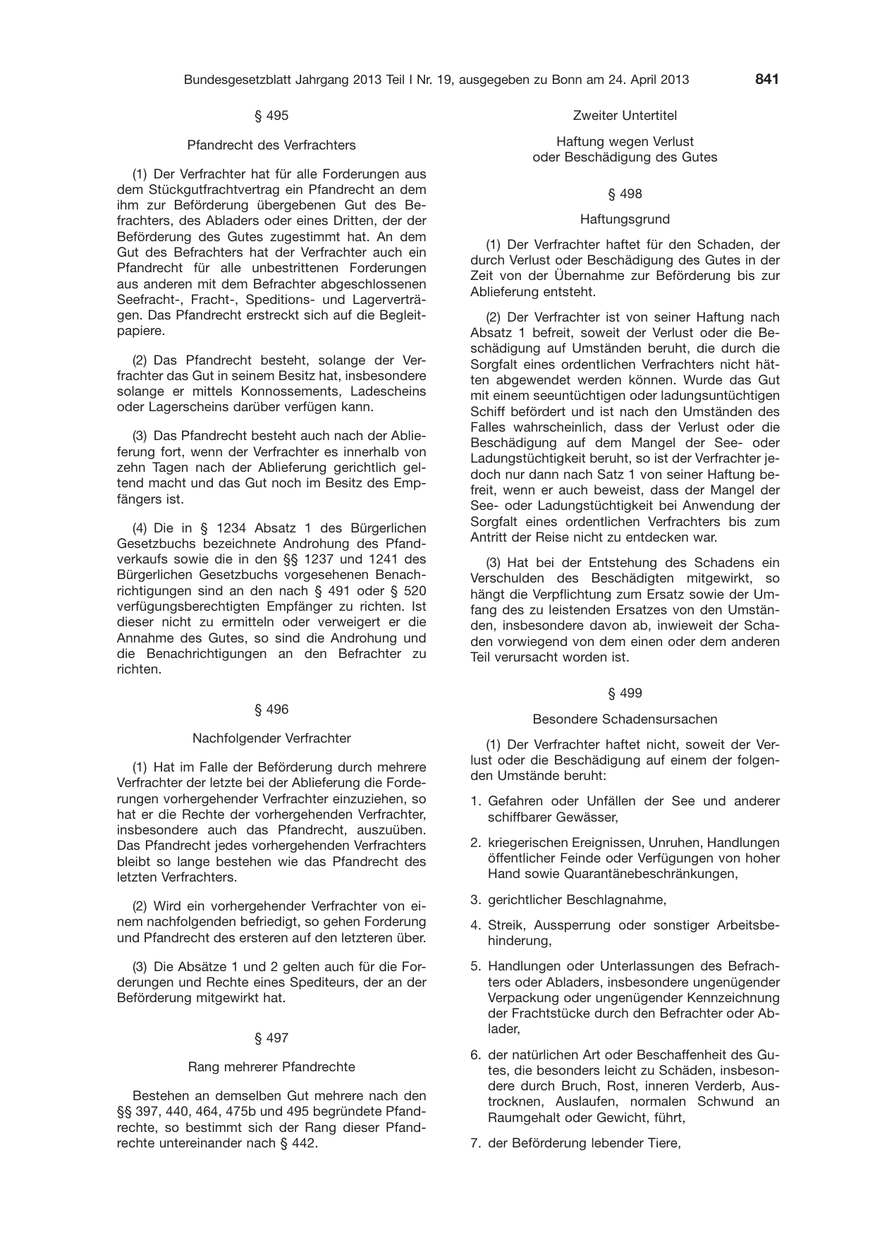 BGBl. 2013, Seite 841 — Originalseite als Abbildung