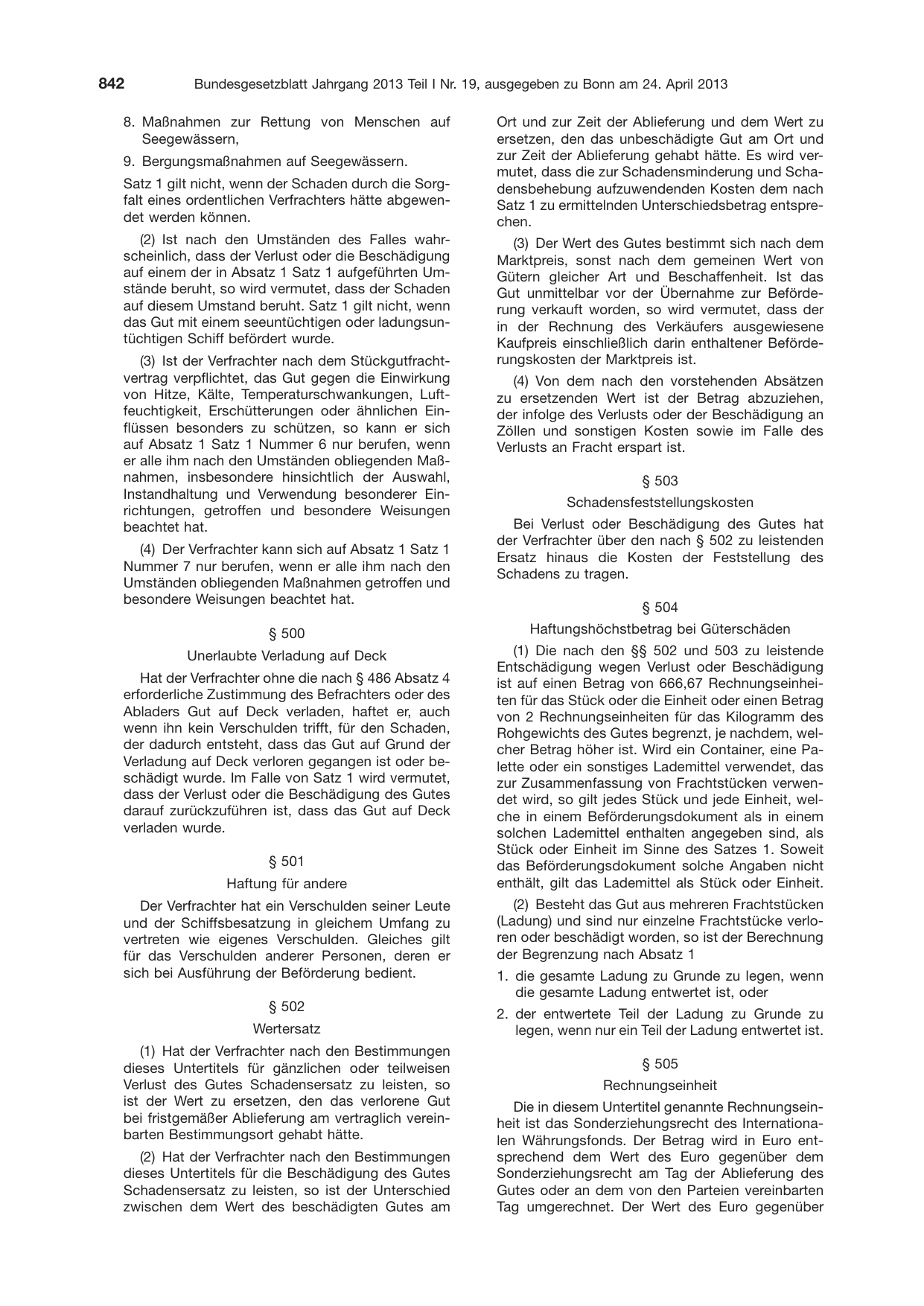 BGBl. 2013, Seite 842 — Originalseite als Abbildung