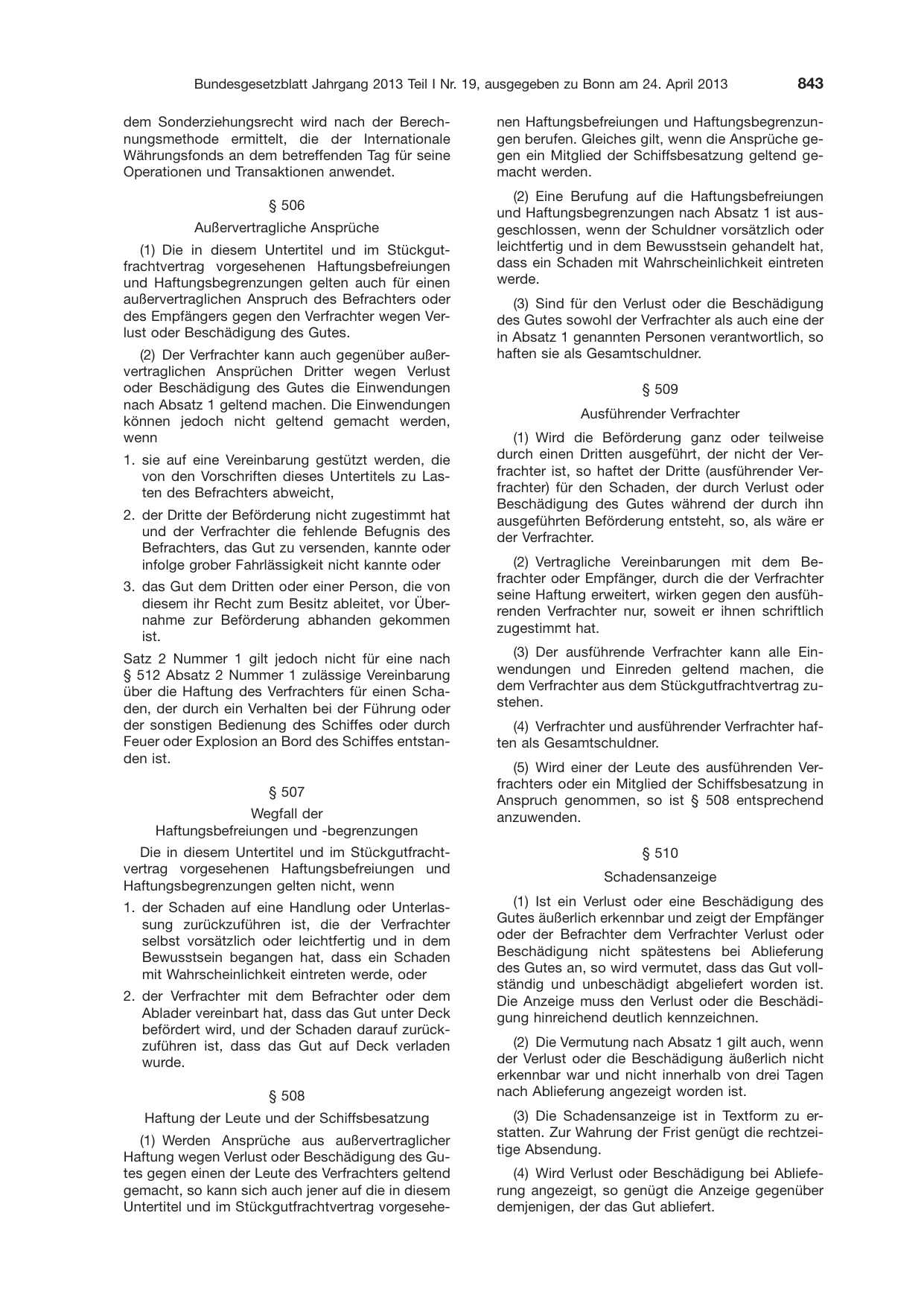 BGBl. 2013, Seite 843 — Originalseite als Abbildung