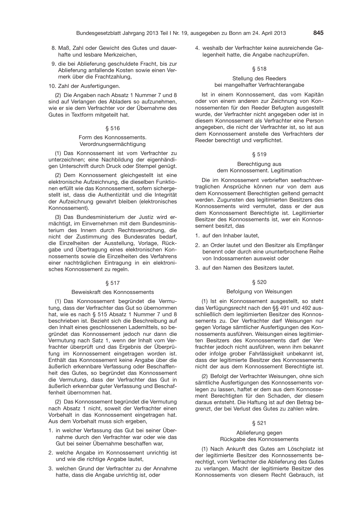 BGBl. 2013, Seite 845 — Originalseite als Abbildung