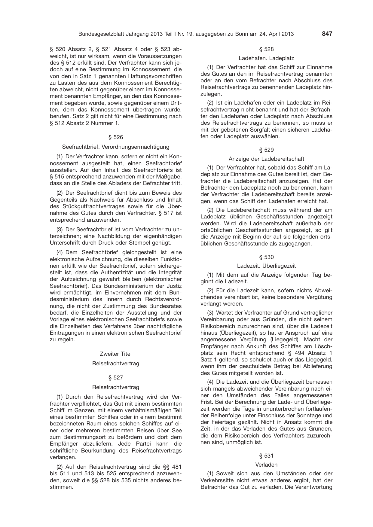 BGBl. 2013, Seite 847 — Originalseite als Abbildung