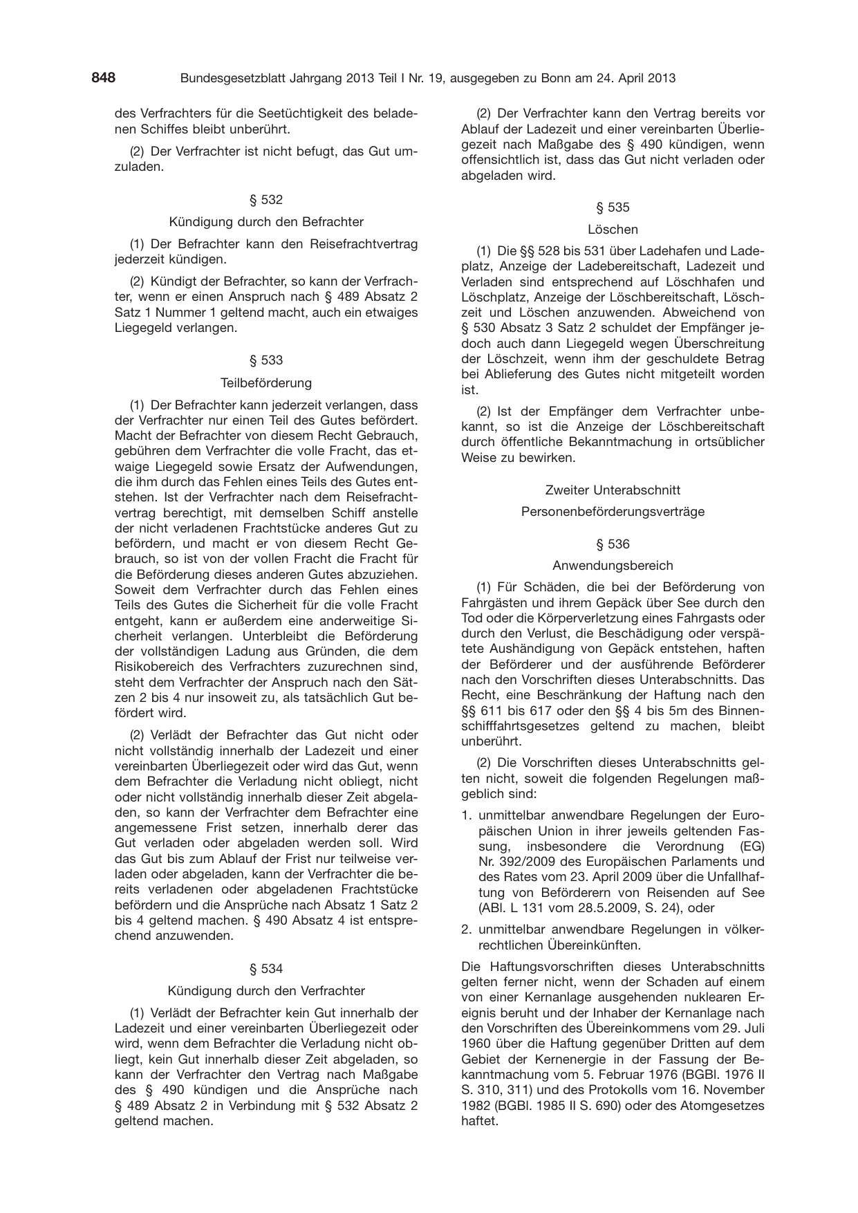 BGBl. 2013, Seite 848 — Originalseite als Abbildung