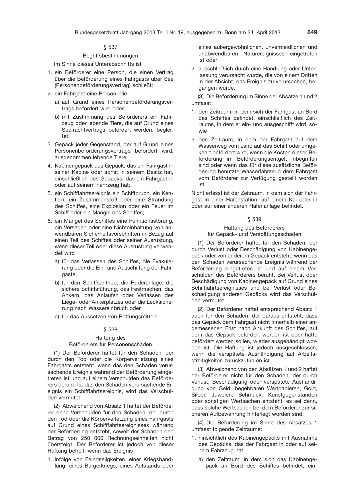 BGBl. 2013, Seite 849 — Originalseite als Abbildung