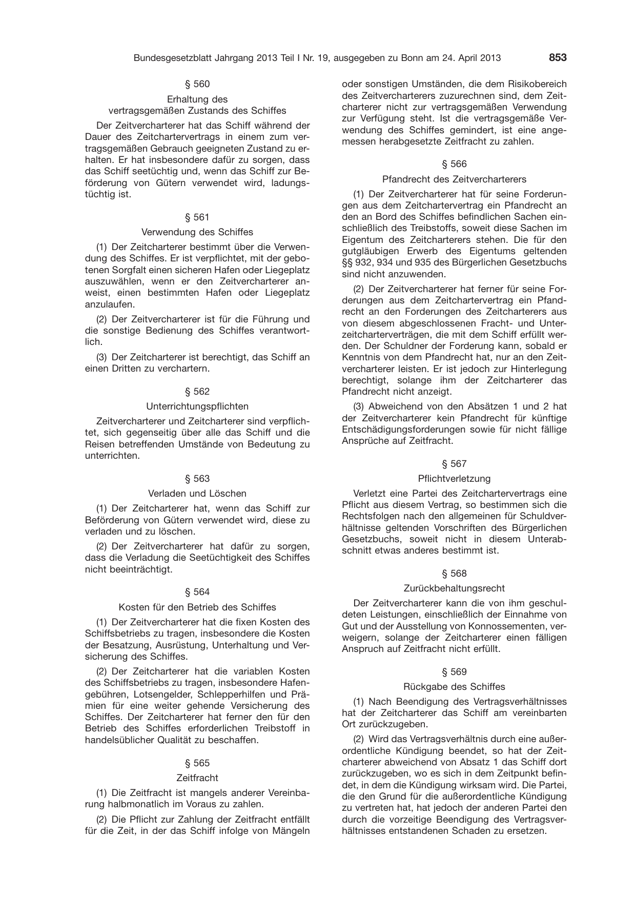 BGBl. 2013, Seite 853 — Originalseite als Abbildung