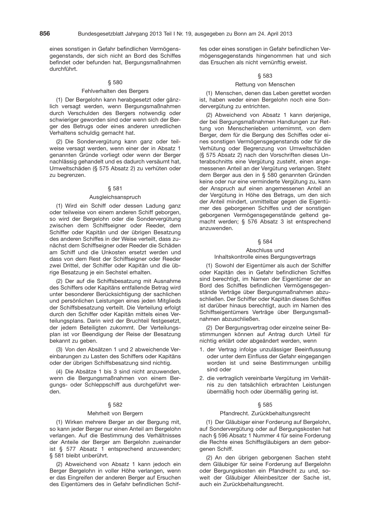 BGBl. 2013, Seite 856 — Originalseite als Abbildung