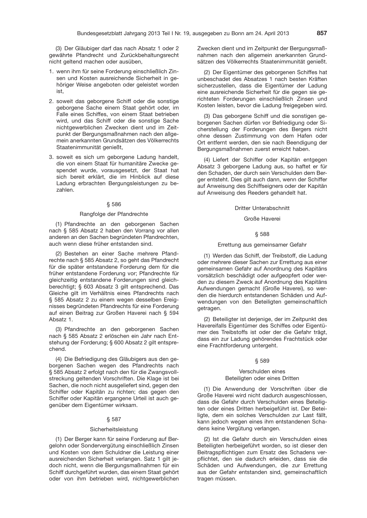 BGBl. 2013, Seite 857 — Originalseite als Abbildung