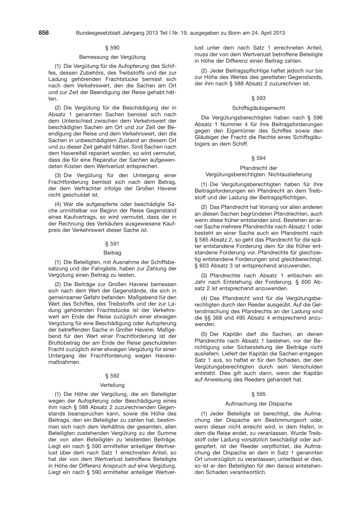 BGBl. 2013, Seite 858 — Originalseite als Abbildung