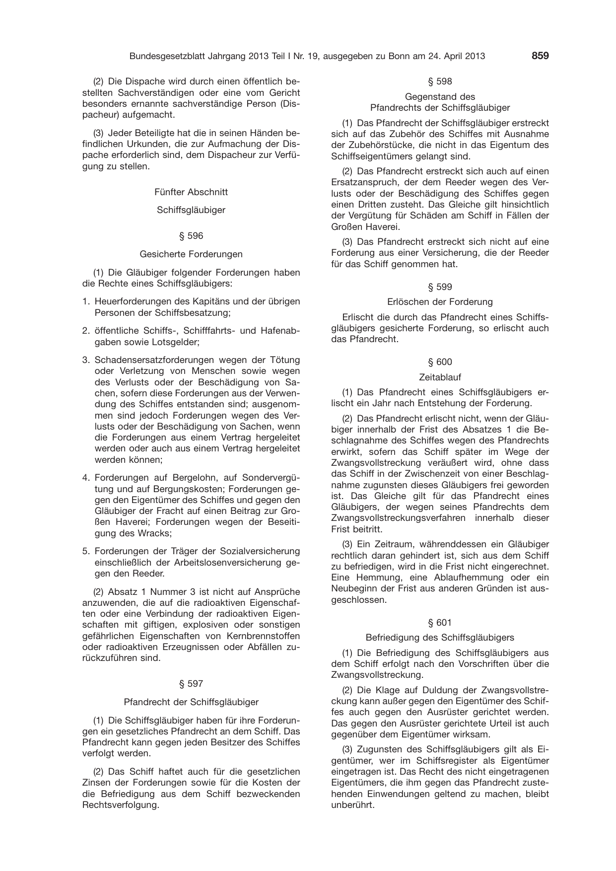BGBl. 2013, Seite 859 — Originalseite als Abbildung