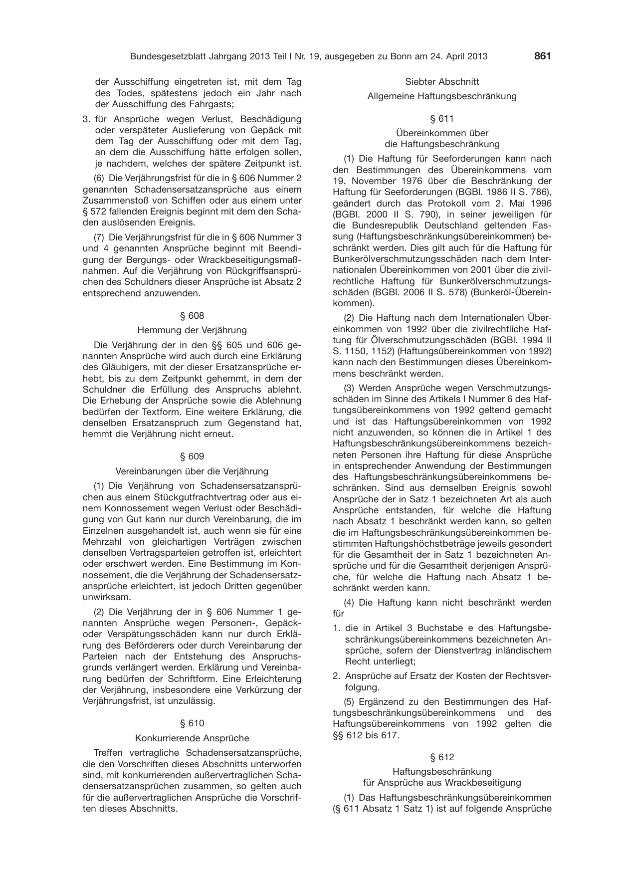 BGBl. 2013, Seite 861 — Originalseite als Abbildung