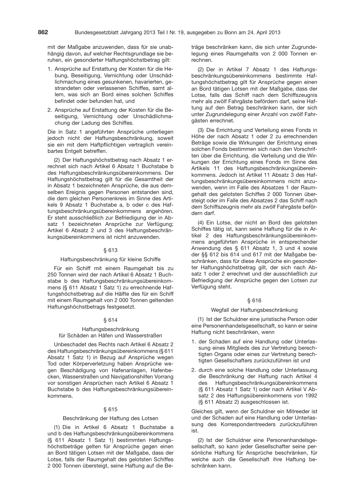 BGBl. 2013, Seite 862 — Originalseite als Abbildung