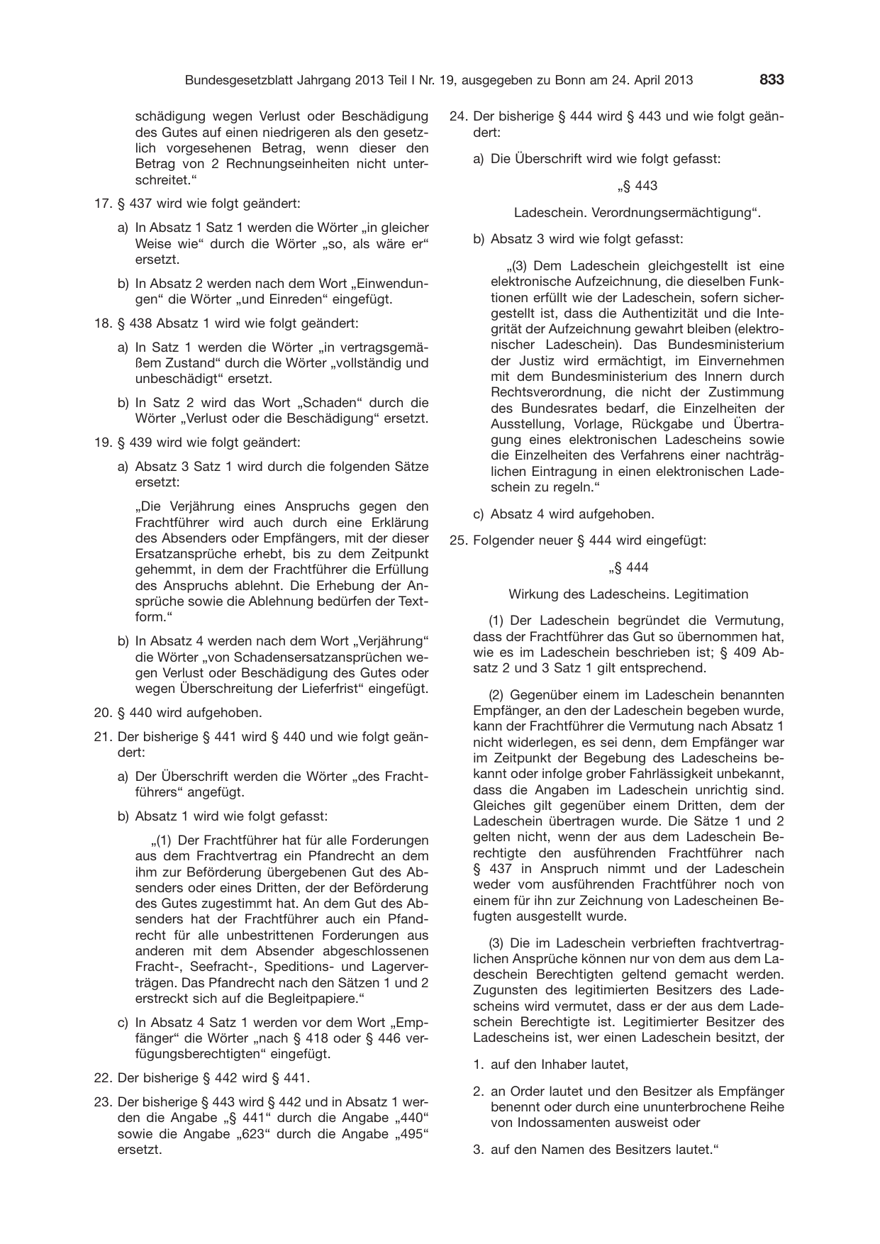 BGBl. 2013, Seite 833 — Originalseite als Abbildung