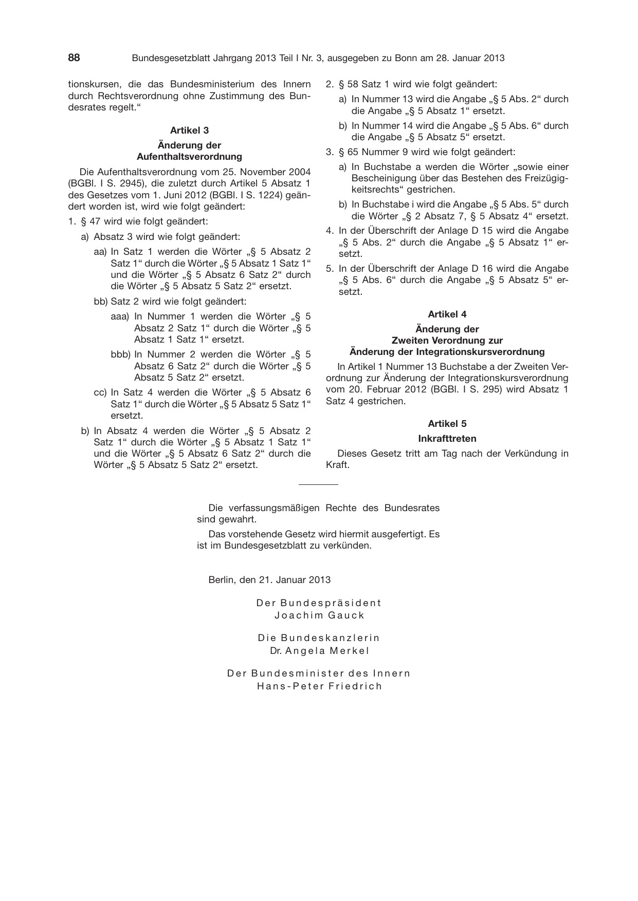 BGBl. 2013, Seite 88 — Originalseite als Abbildung