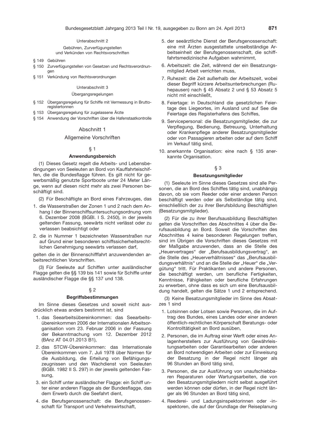 BGBl. 2013, Seite 871 — Originalseite als Abbildung