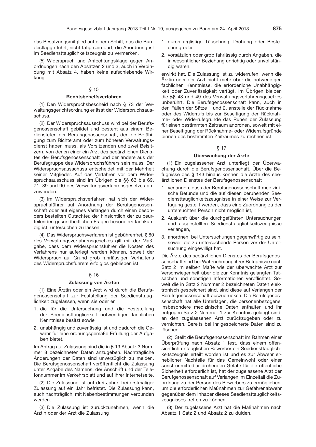 BGBl. 2013, Seite 875 — Originalseite als Abbildung