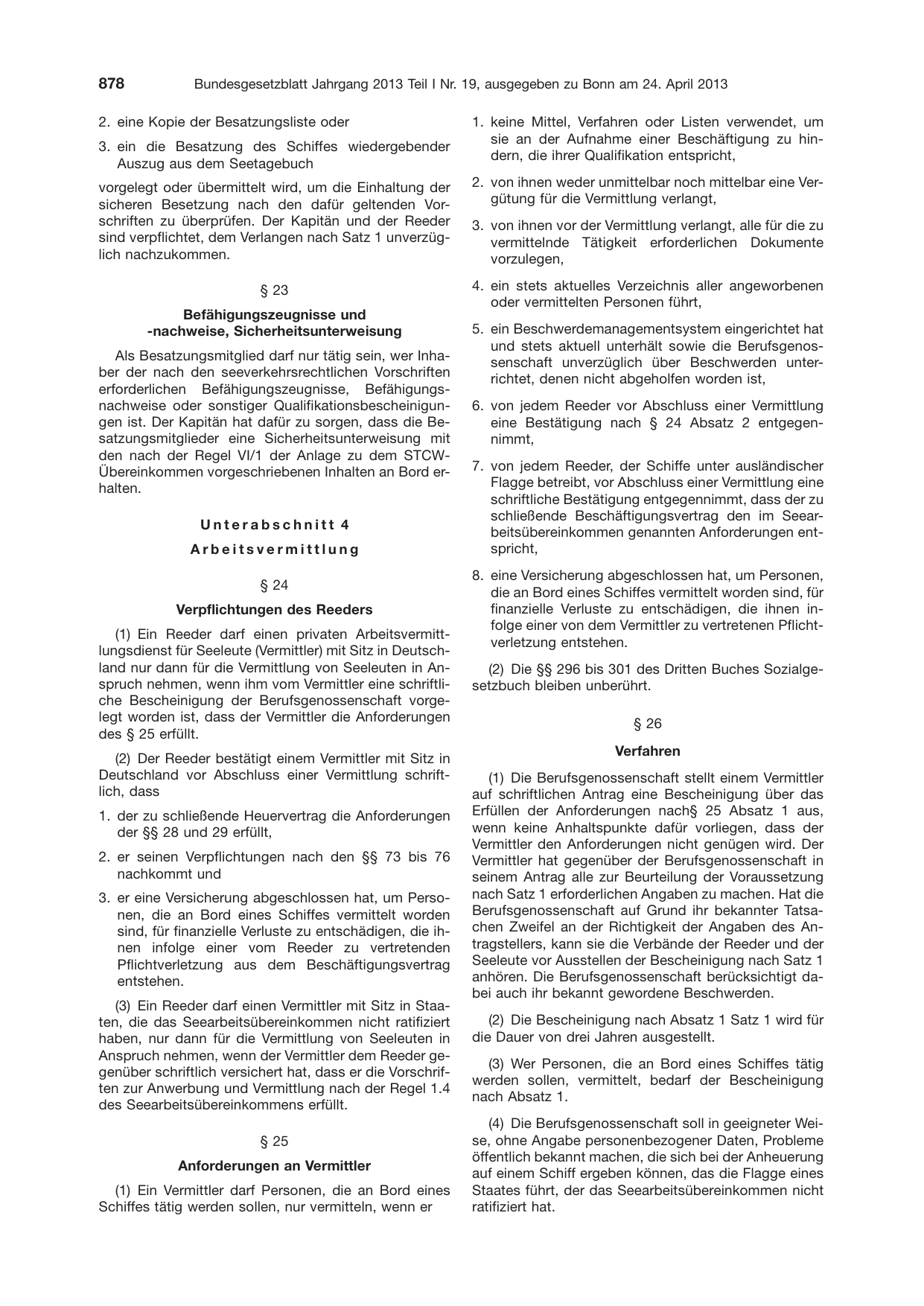 BGBl. 2013, Seite 878 — Originalseite als Abbildung