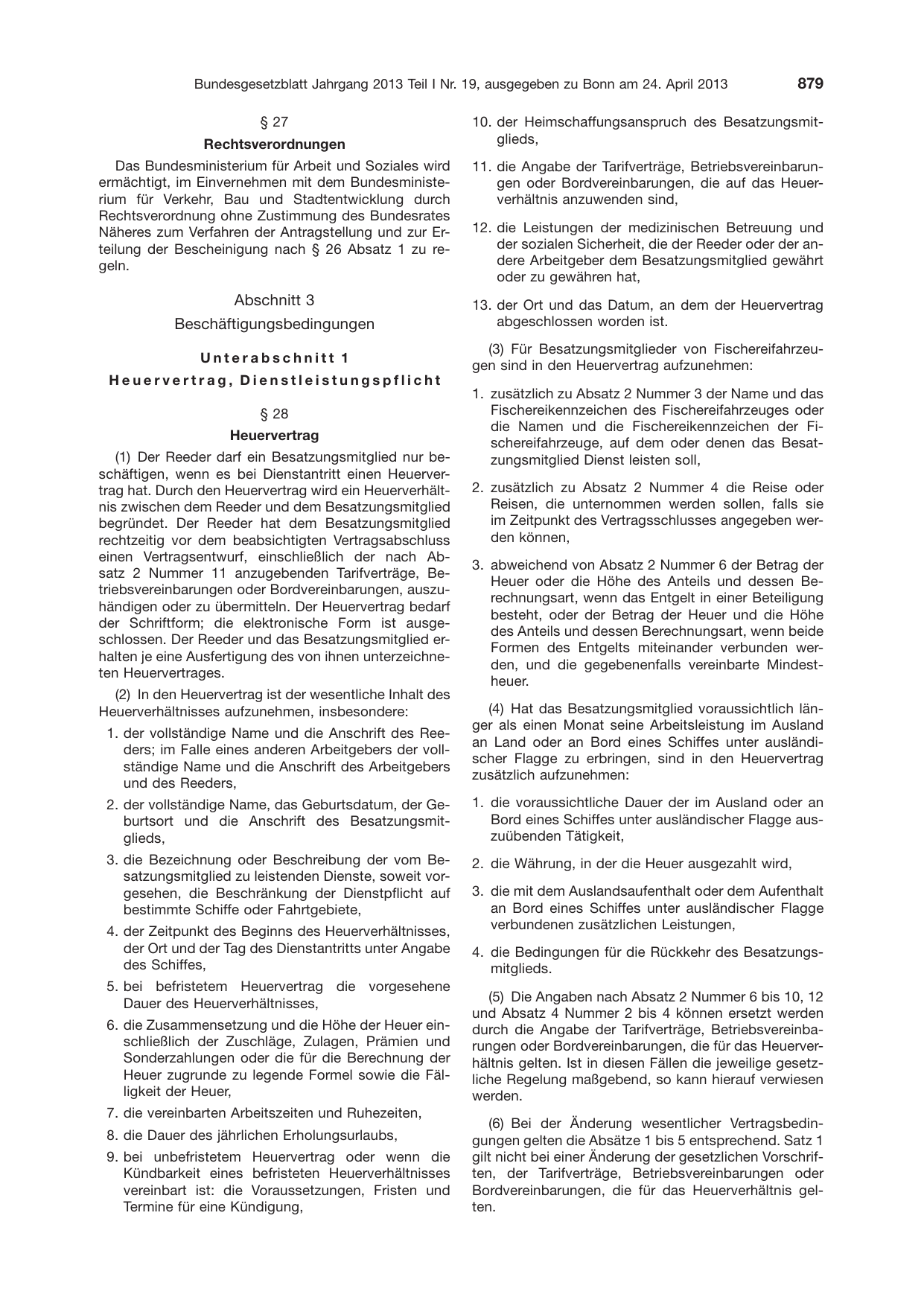 BGBl. 2013, Seite 879 — Originalseite als Abbildung