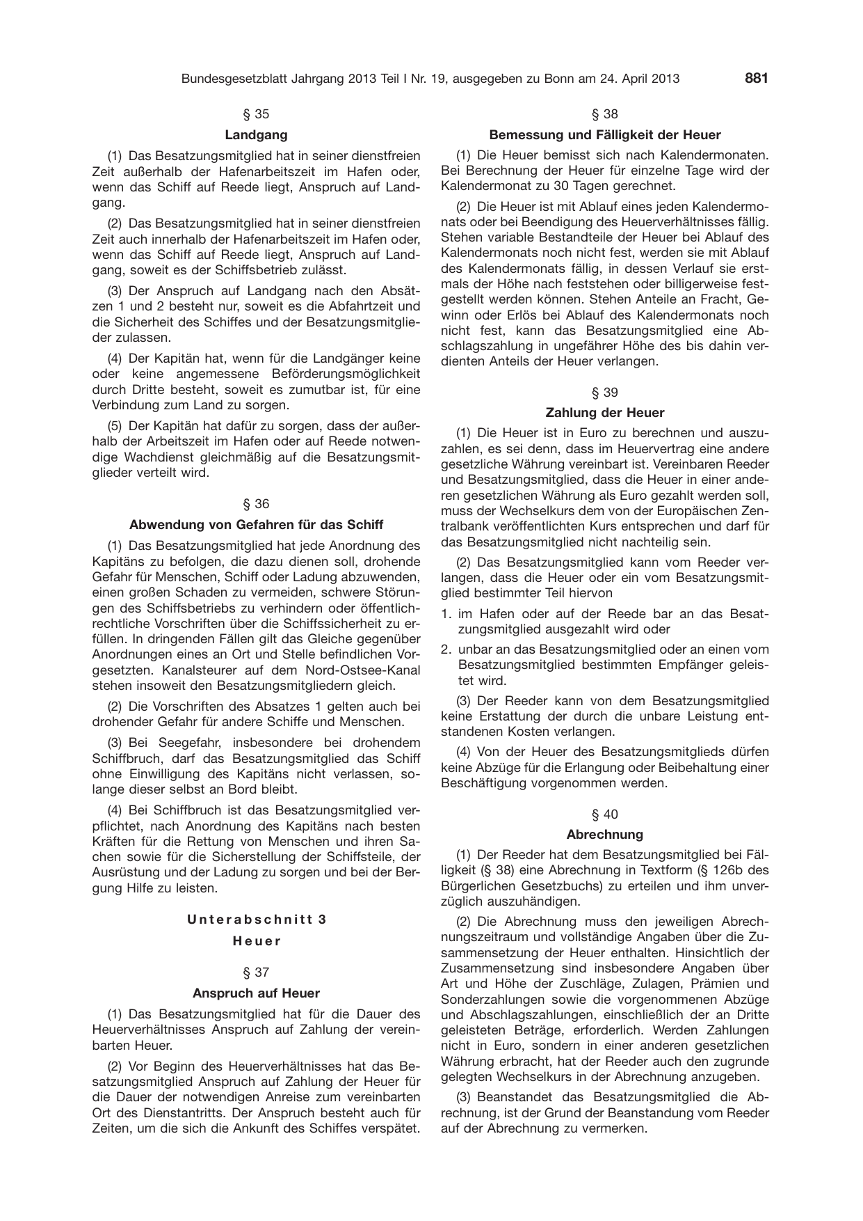BGBl. 2013, Seite 881 — Originalseite als Abbildung