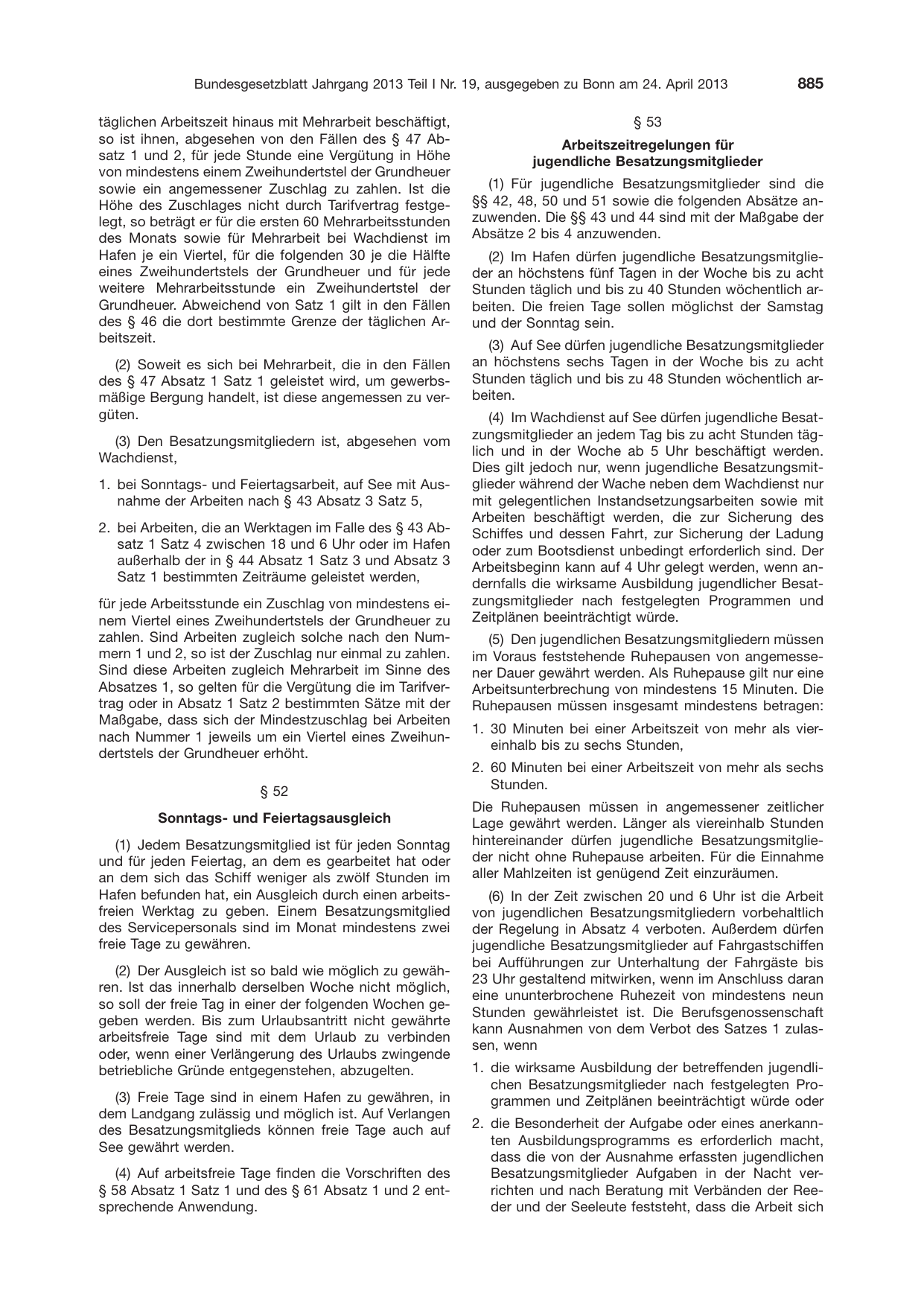 BGBl. 2013, Seite 885 — Originalseite als Abbildung