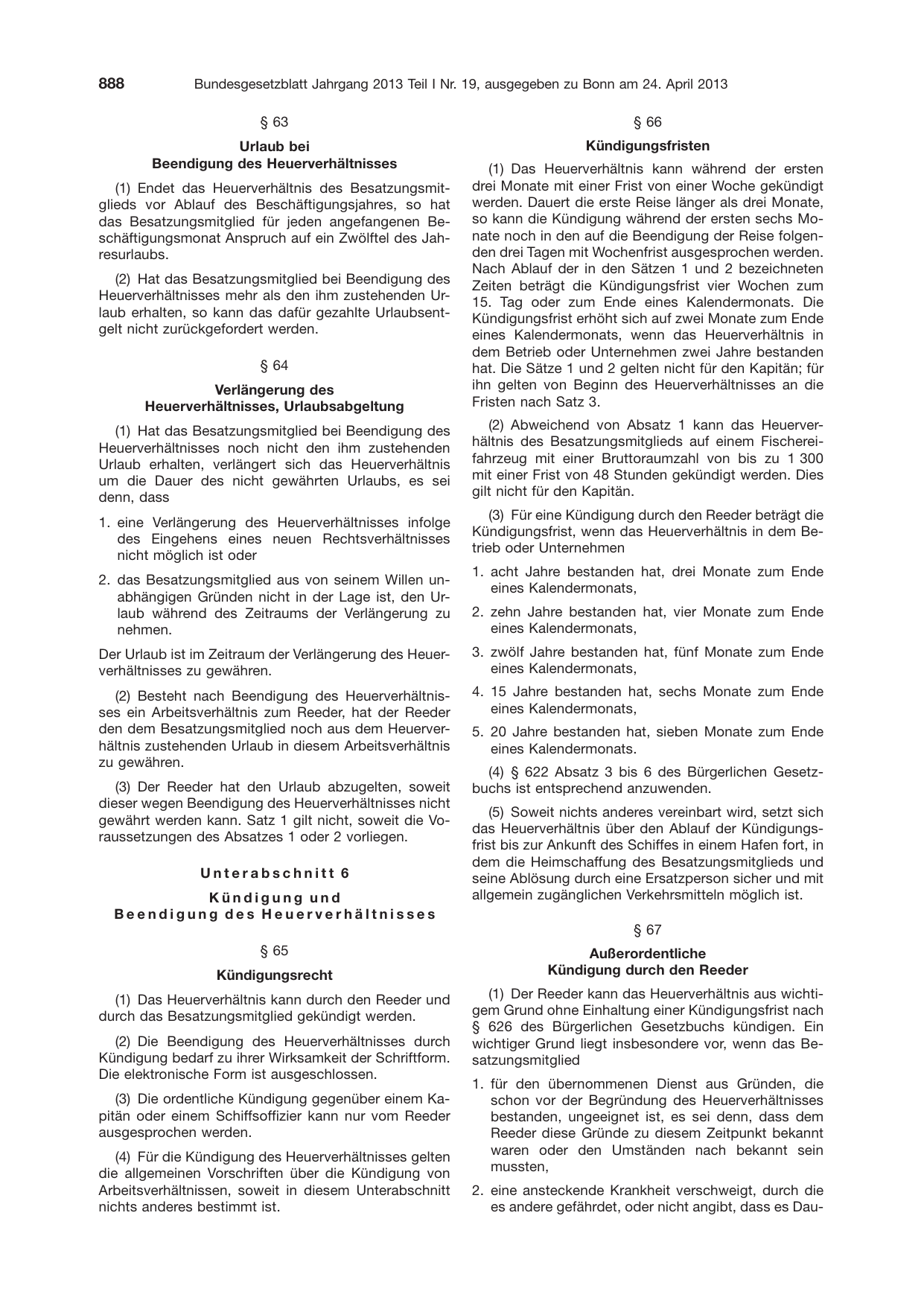 BGBl. 2013, Seite 888 — Originalseite als Abbildung