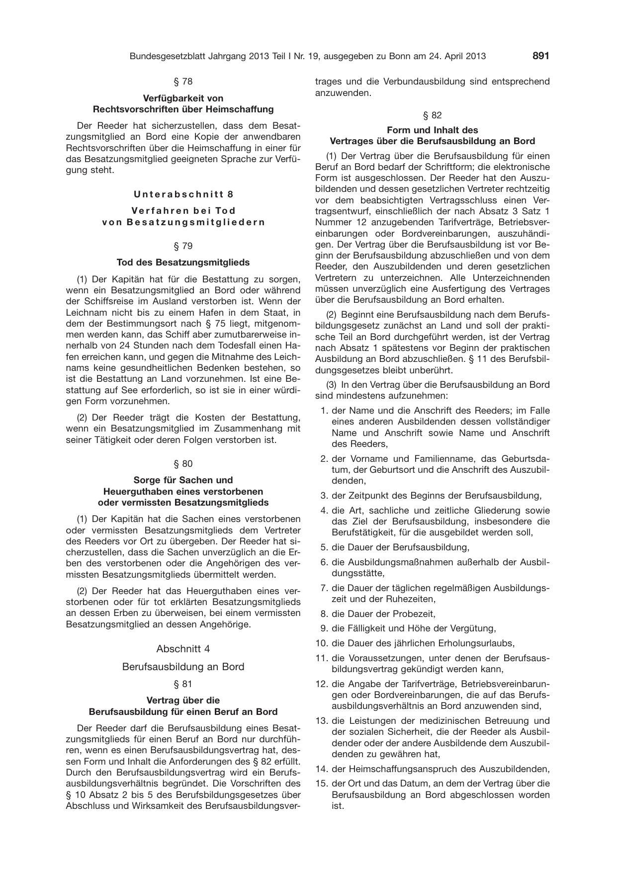 BGBl. 2013, Seite 891 — Originalseite als Abbildung