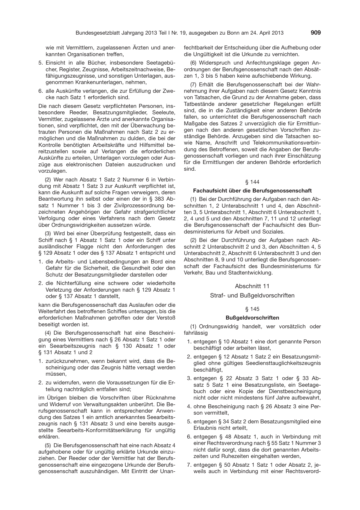 BGBl. 2013, Seite 909 — Originalseite als Abbildung